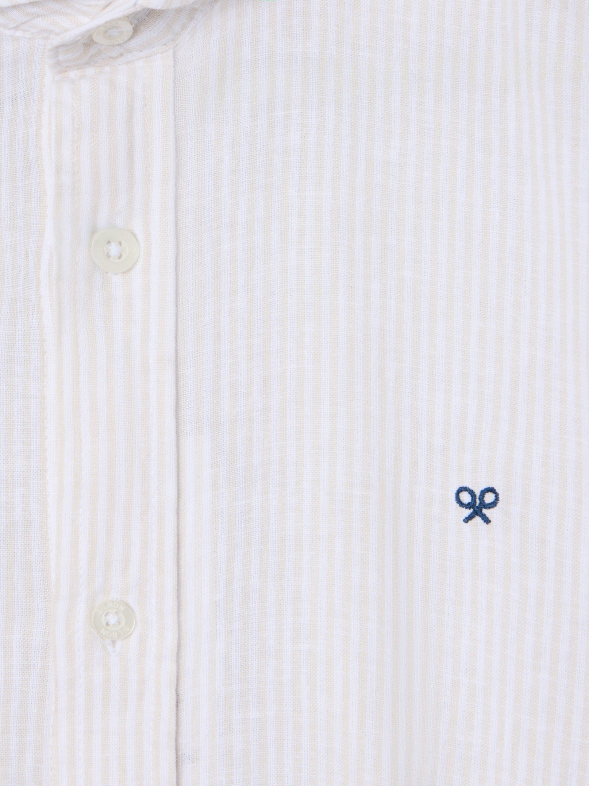 Camisa sport lino rayas beige