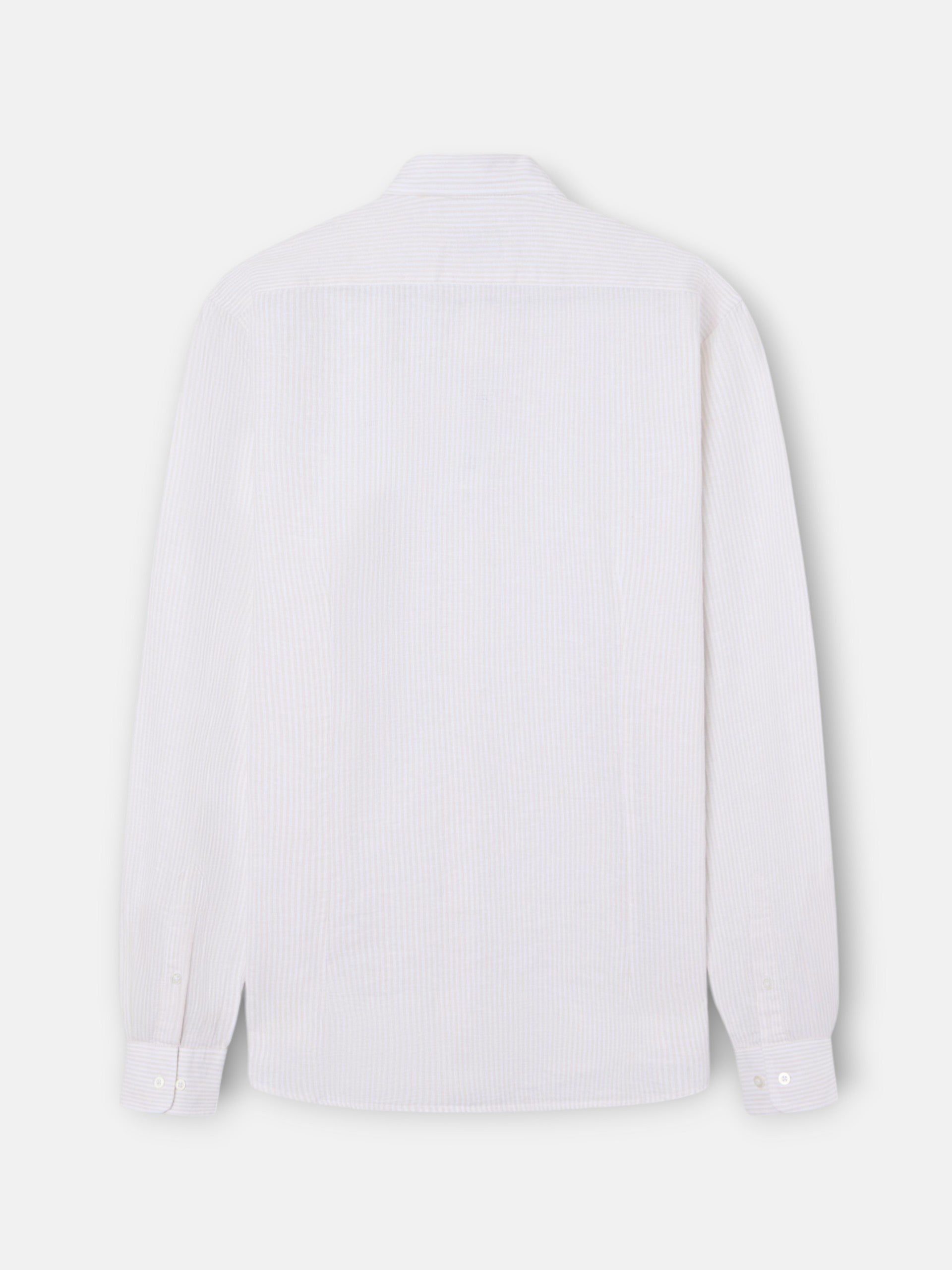 Camisa sport lino rayas beige