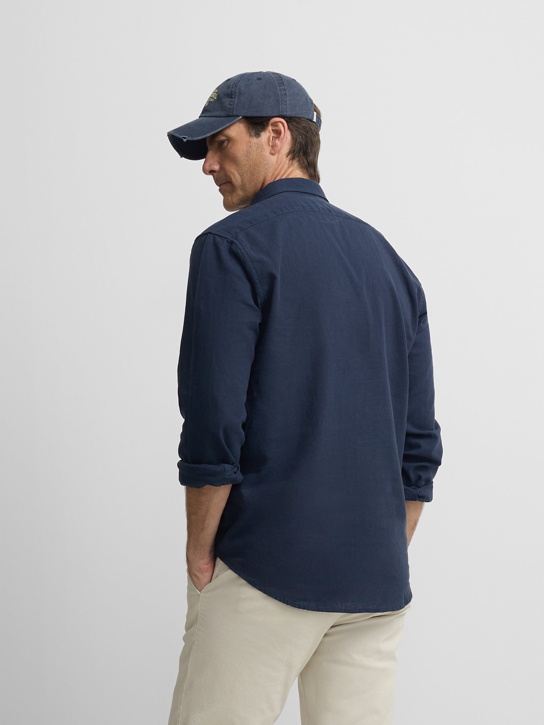 Polera sport lino azul marino