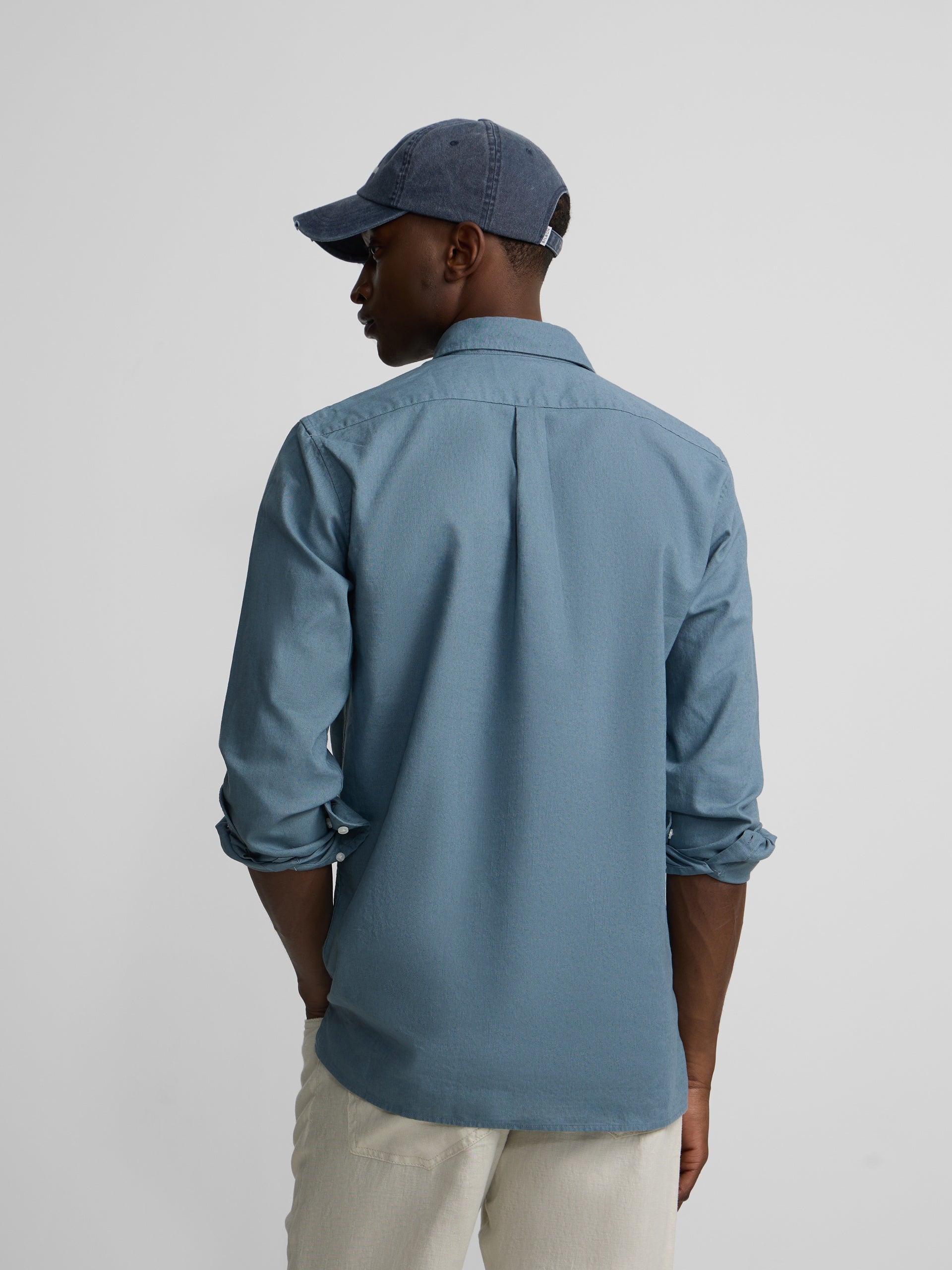 Petroleum linen sport polo