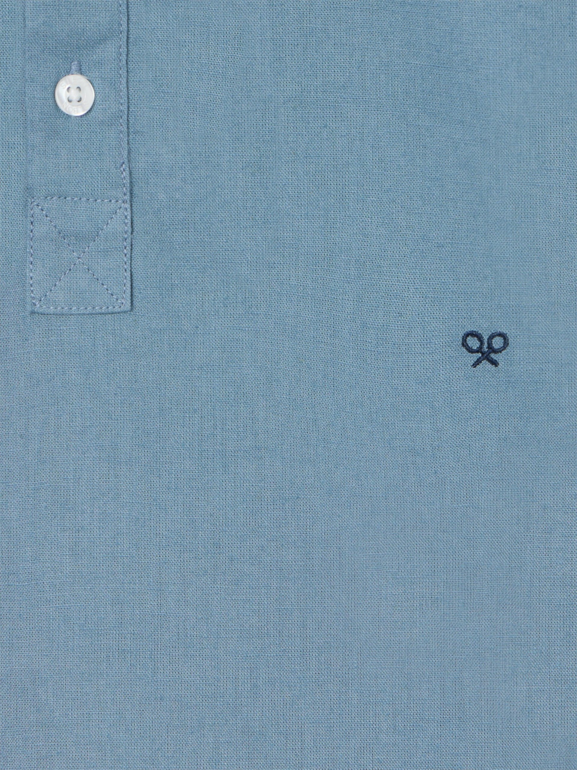 Petroleum linen sport polo