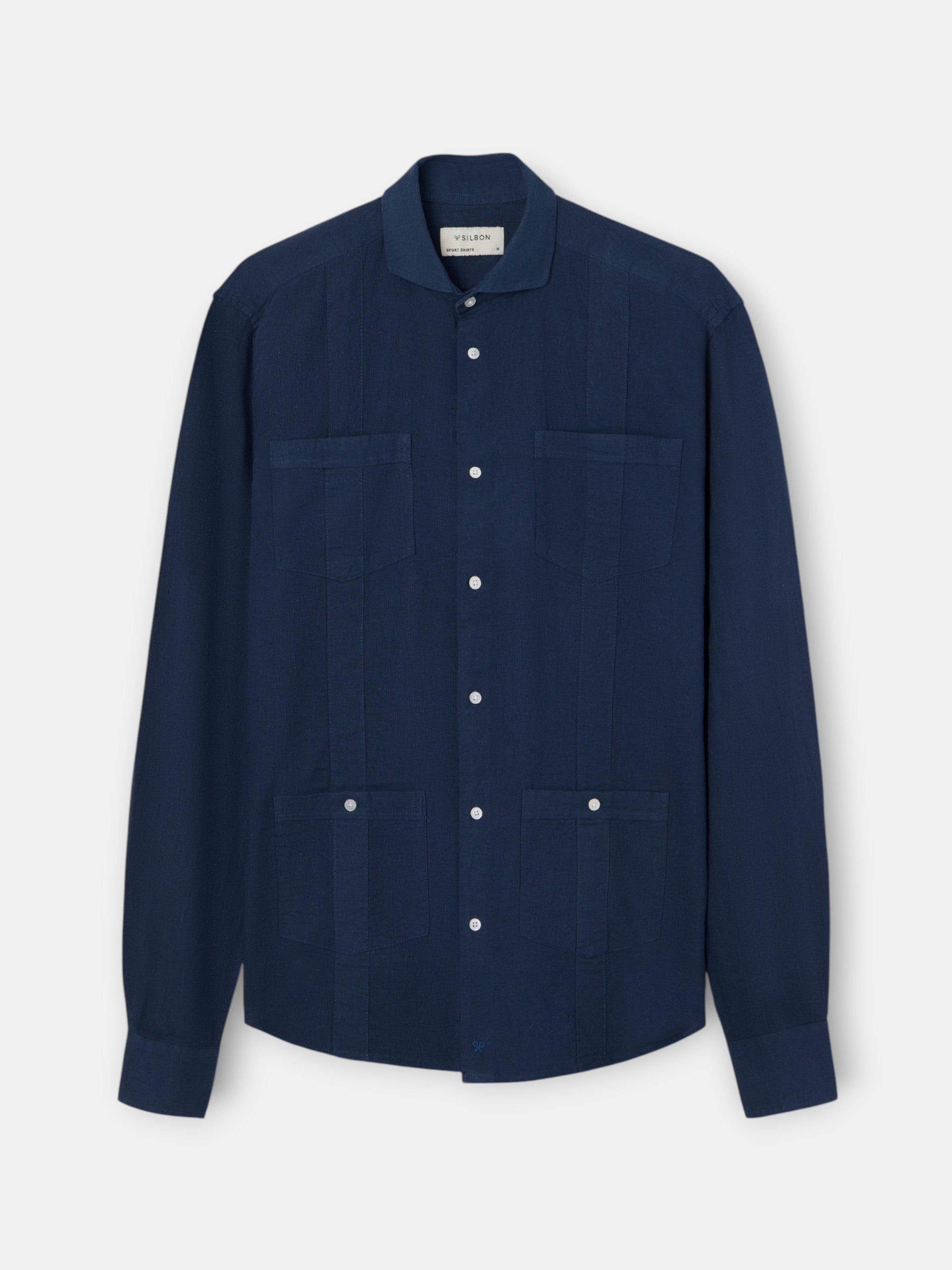 Guayabera sport lino marino
