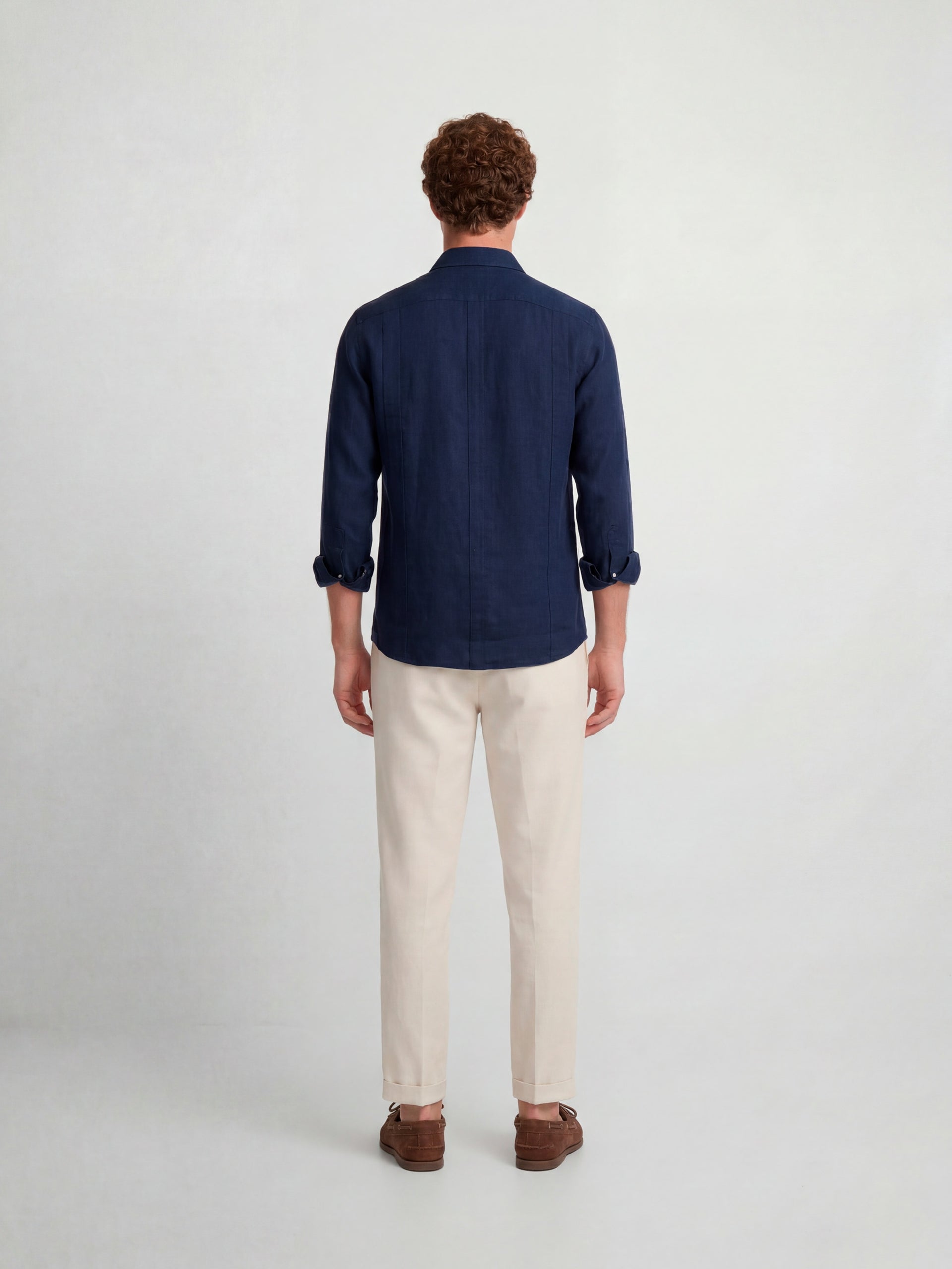 Guayabera sport lino marino