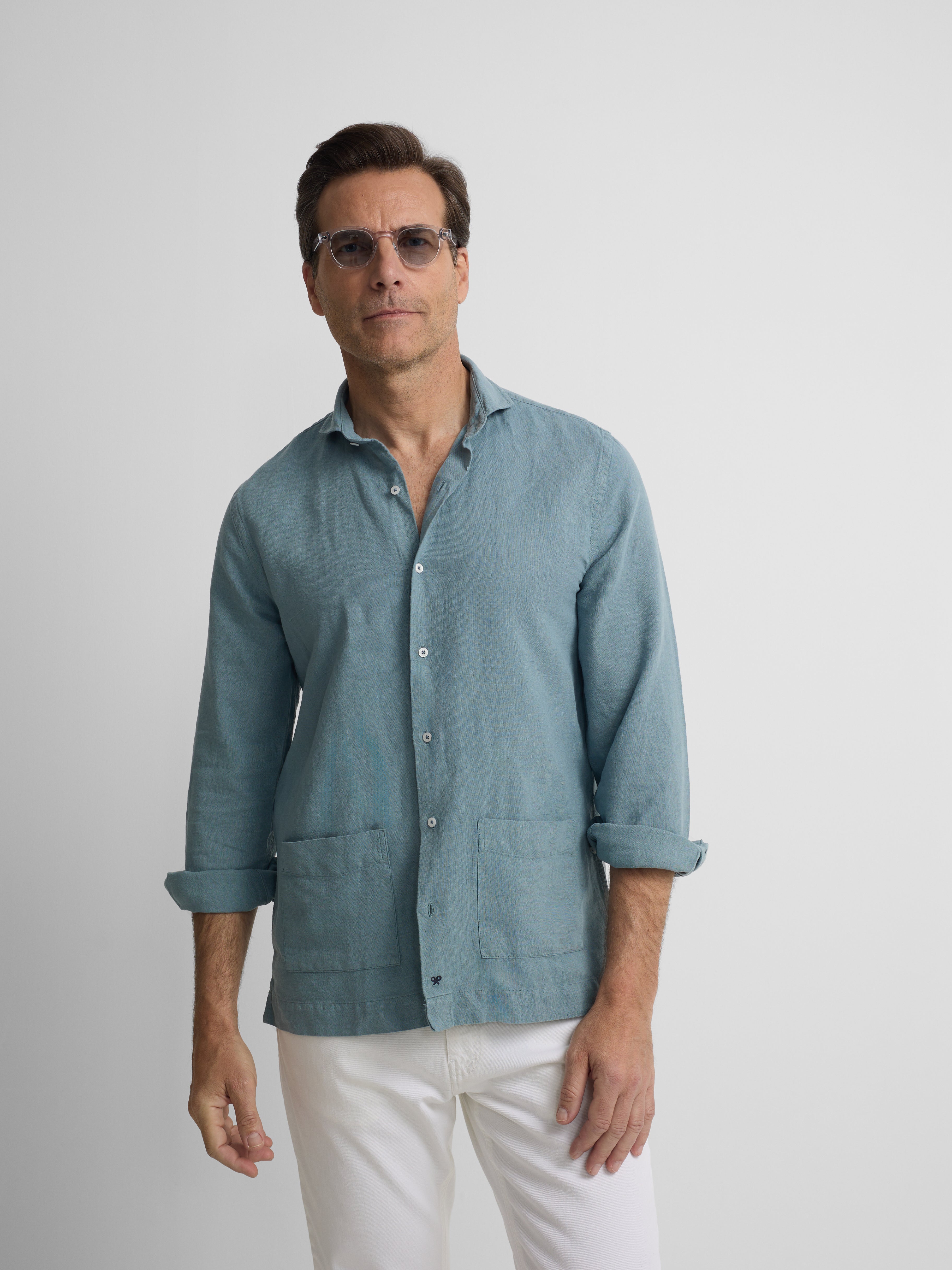 Camisa sport pockets azul indigo