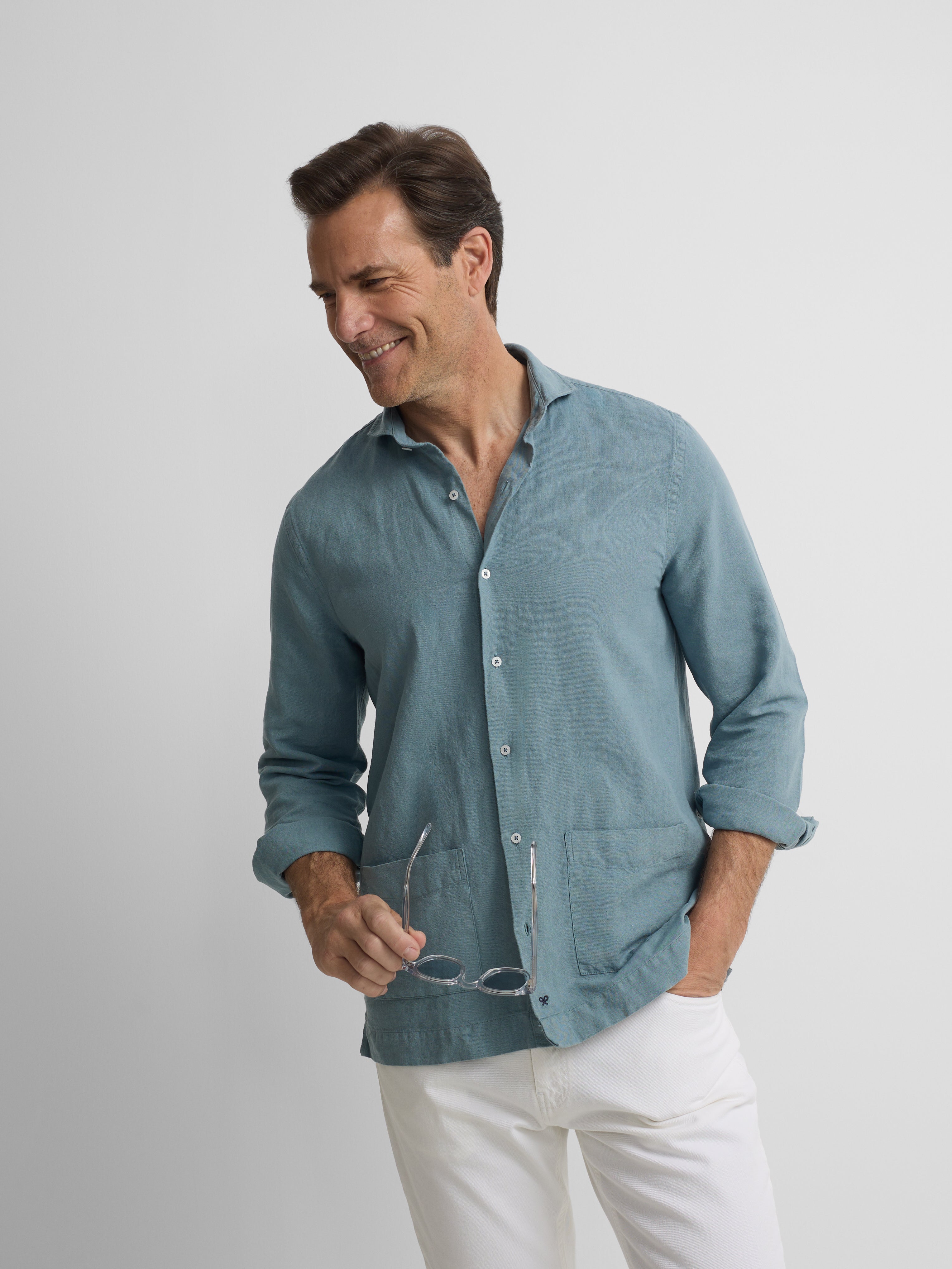 Camisa sport pockets azul indigo