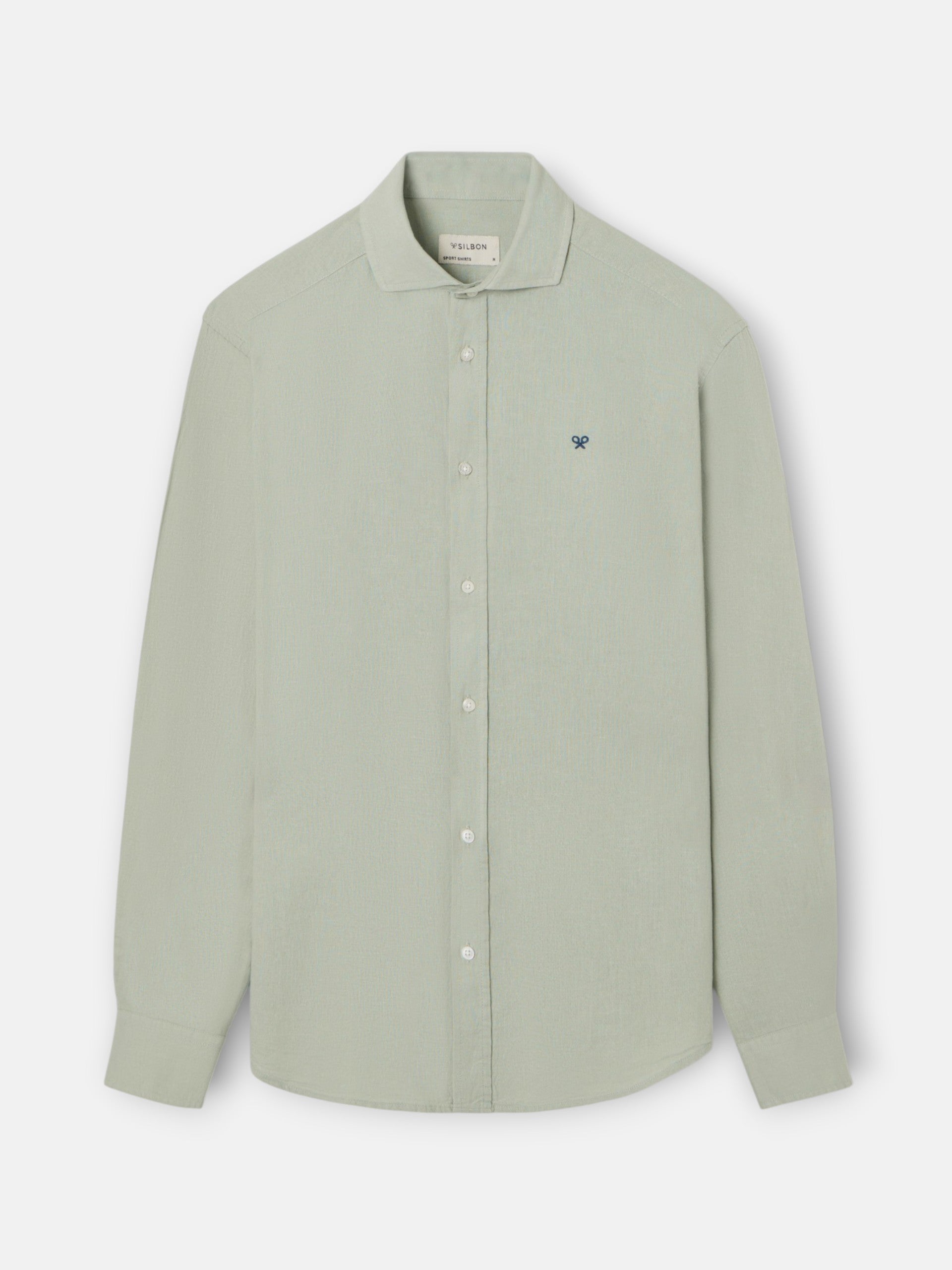 Camisa sport lino verde medio