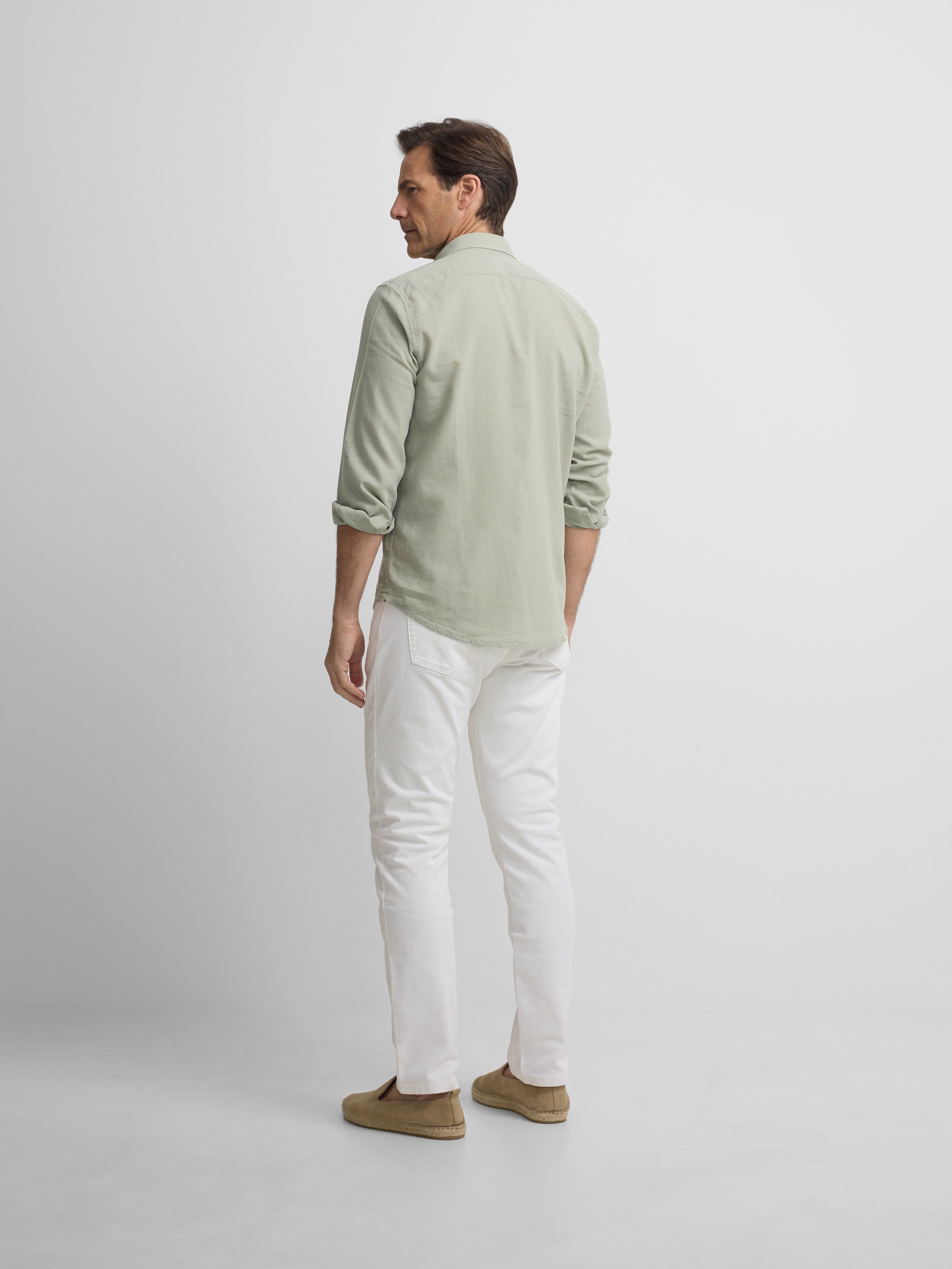 Camisa sport lino verde medio