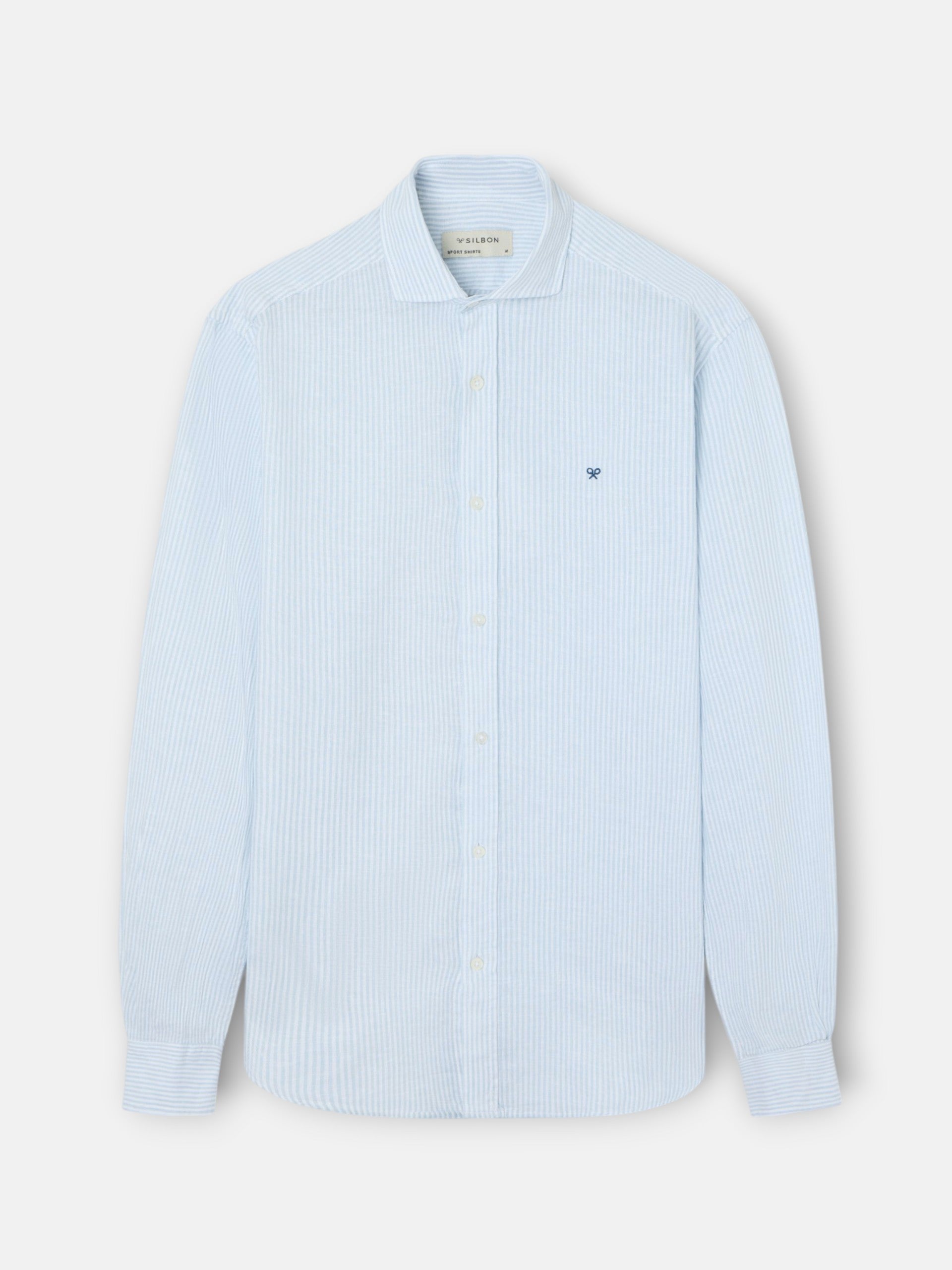Camisa sport lino rayas verde