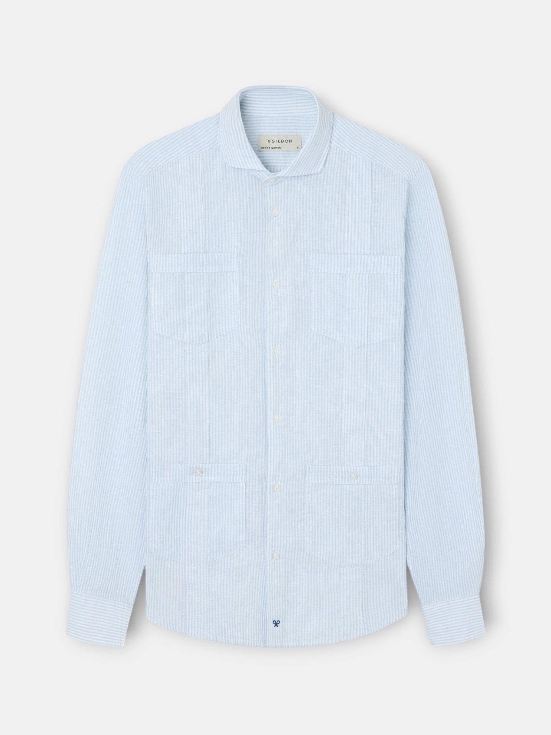 Guayabera sport lino rayas verdes