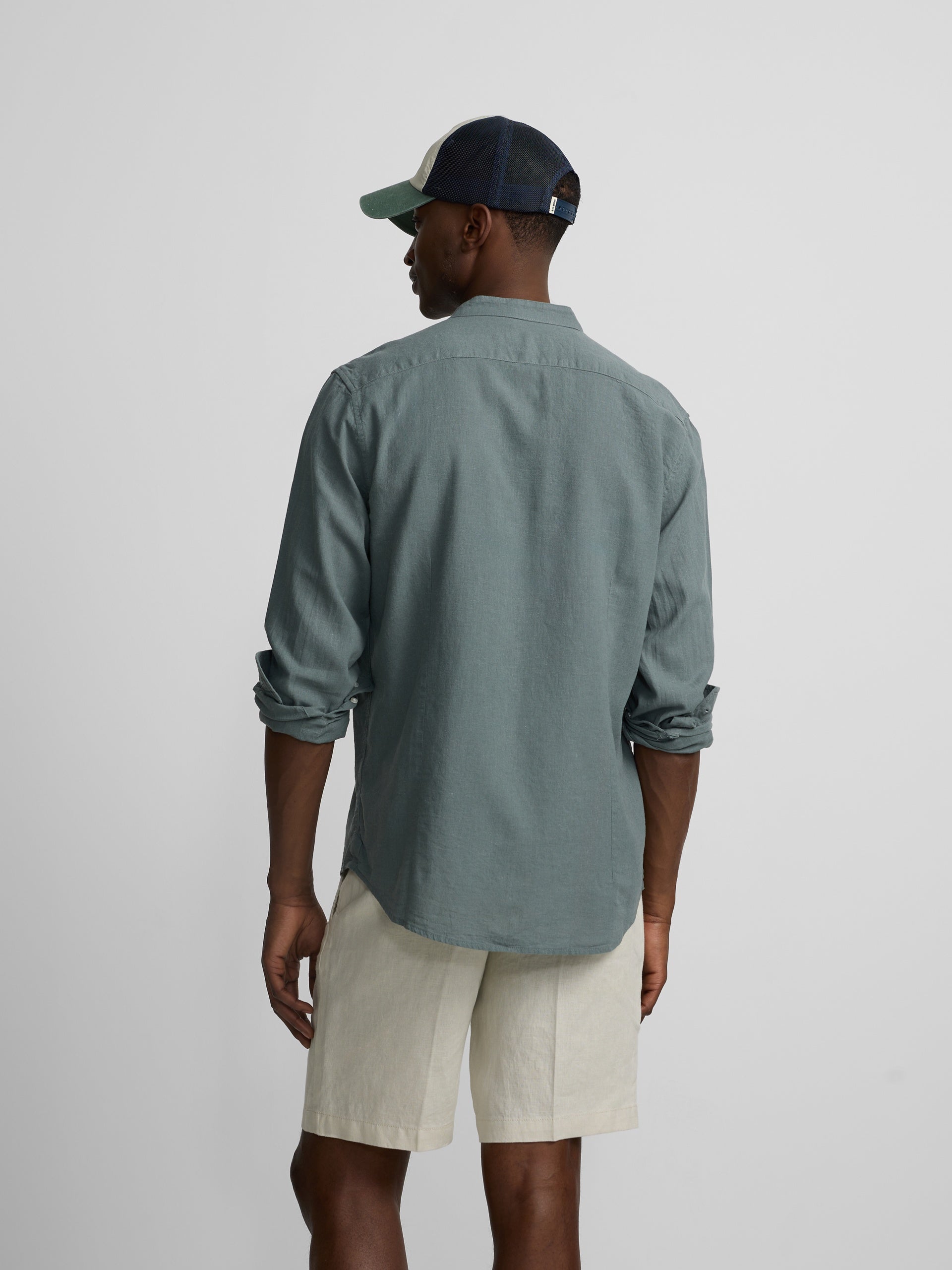 Camisa sport cuello mao verde