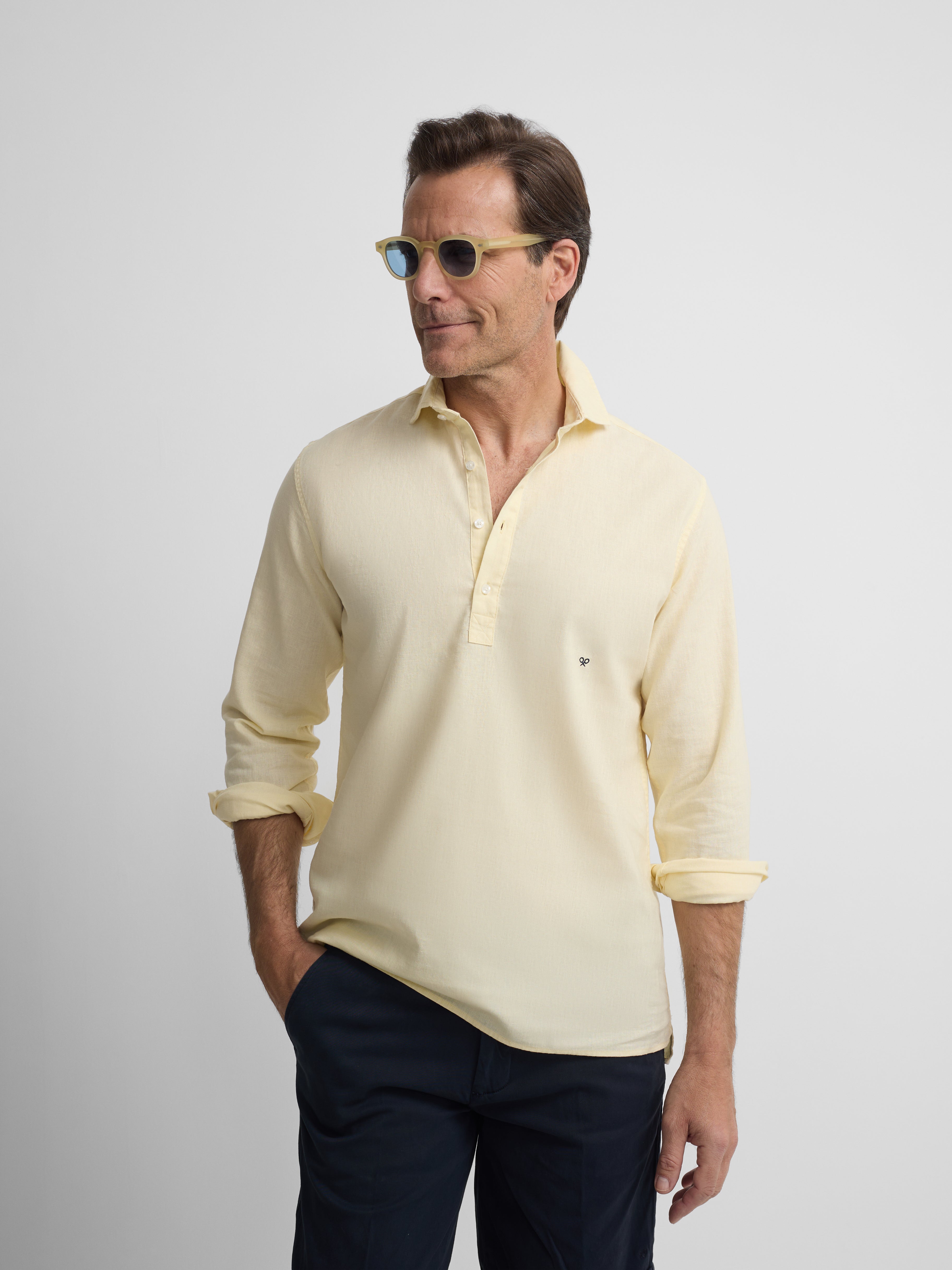 Yellow linen sport polo