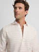 Polera sport lino rayas ancha coral