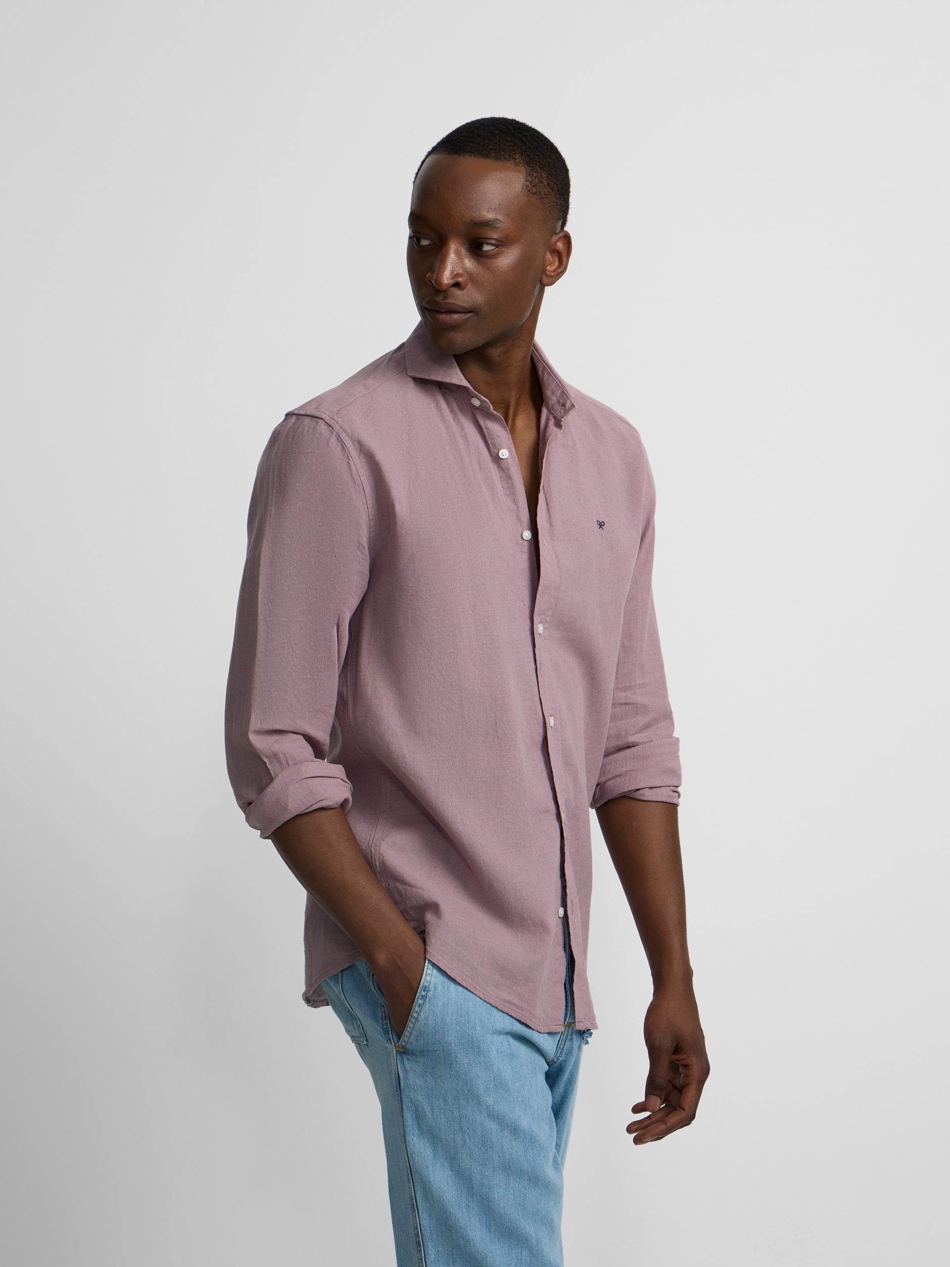 Camisa sport lino burdeos