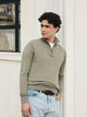 Jersey liso media cremallera verde gris