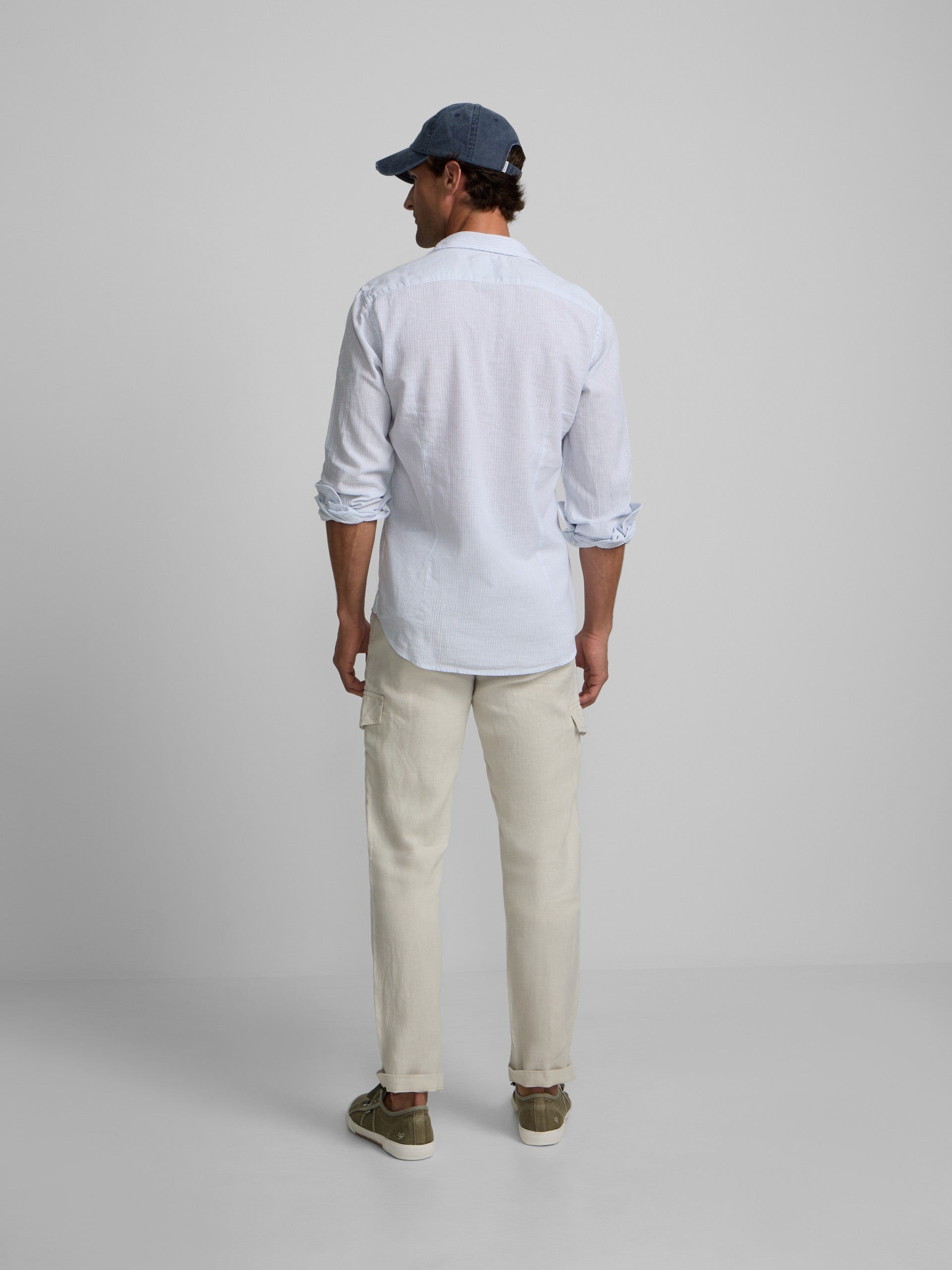 Pantalon cargo sport en lin pierre