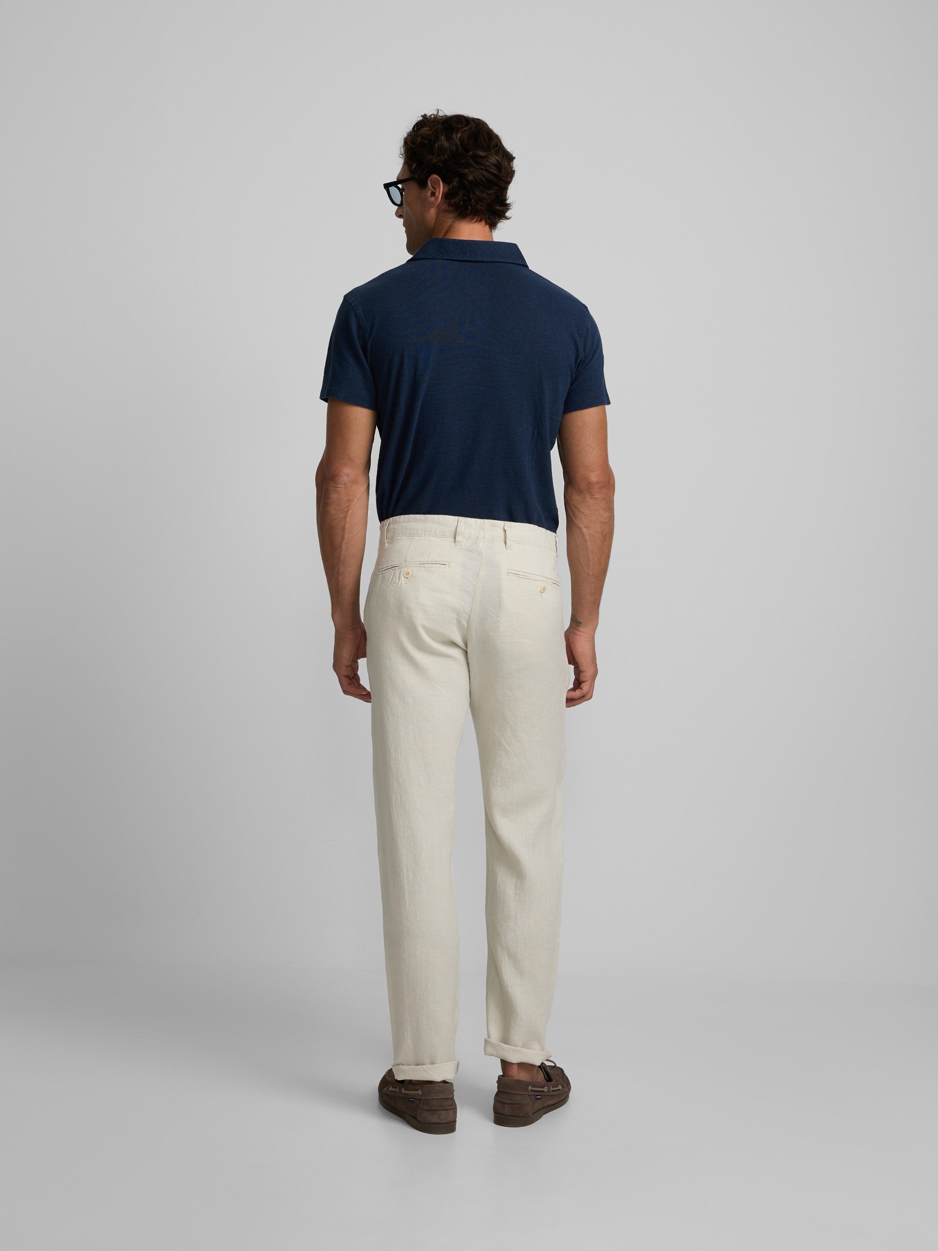 Navy blue linen polo