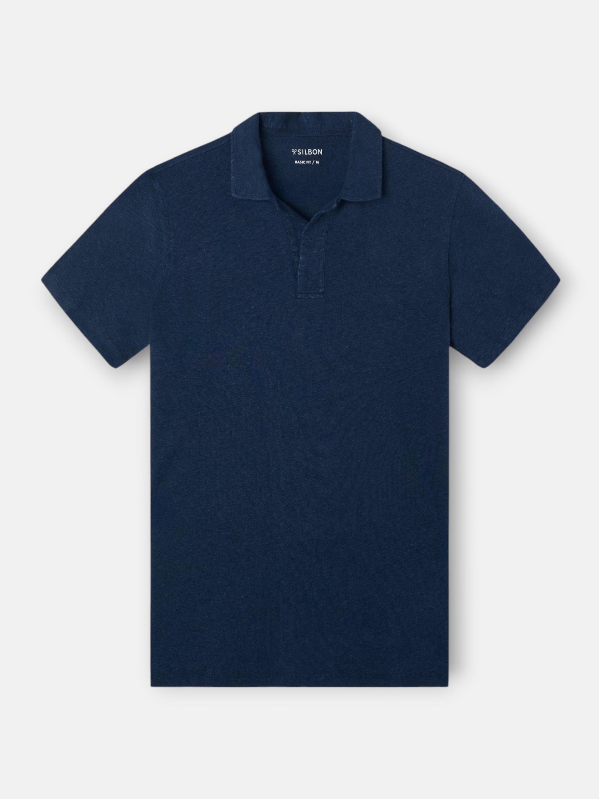 Navy blue linen polo
