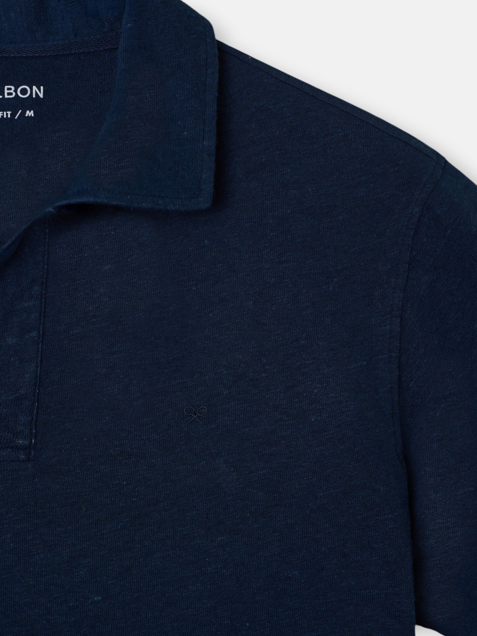 Navy blue linen polo