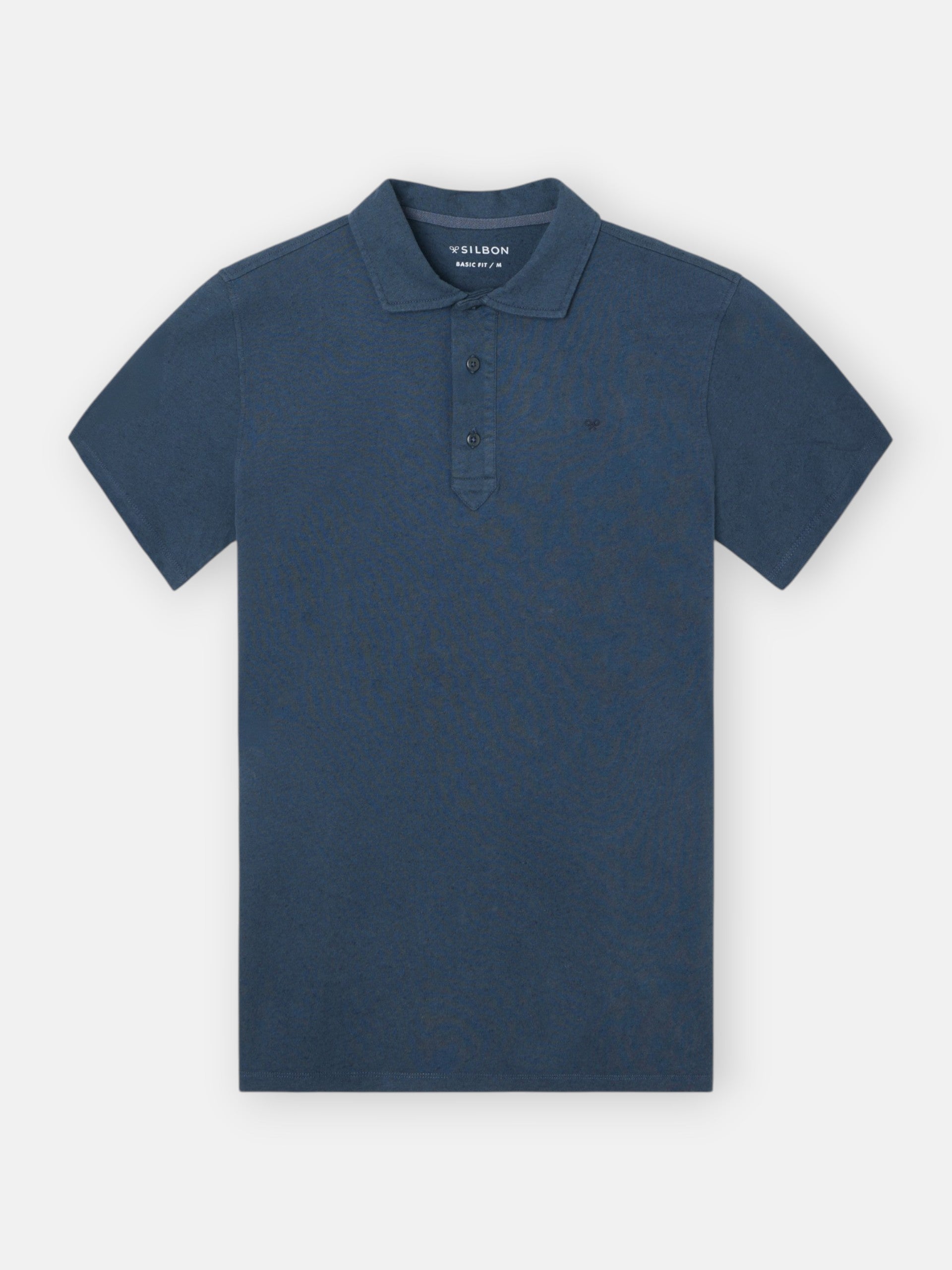 Polo lino tapeta larga azul marino