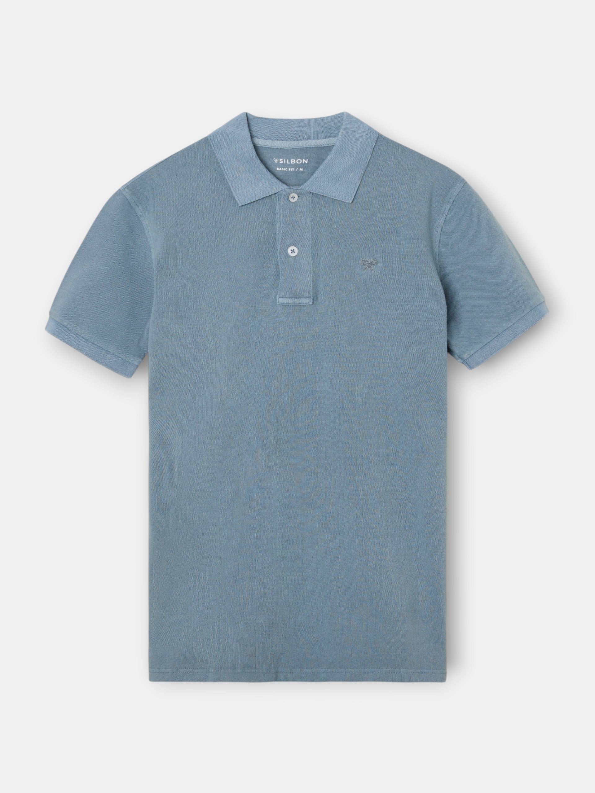 Polo clasico garment dye azul medio