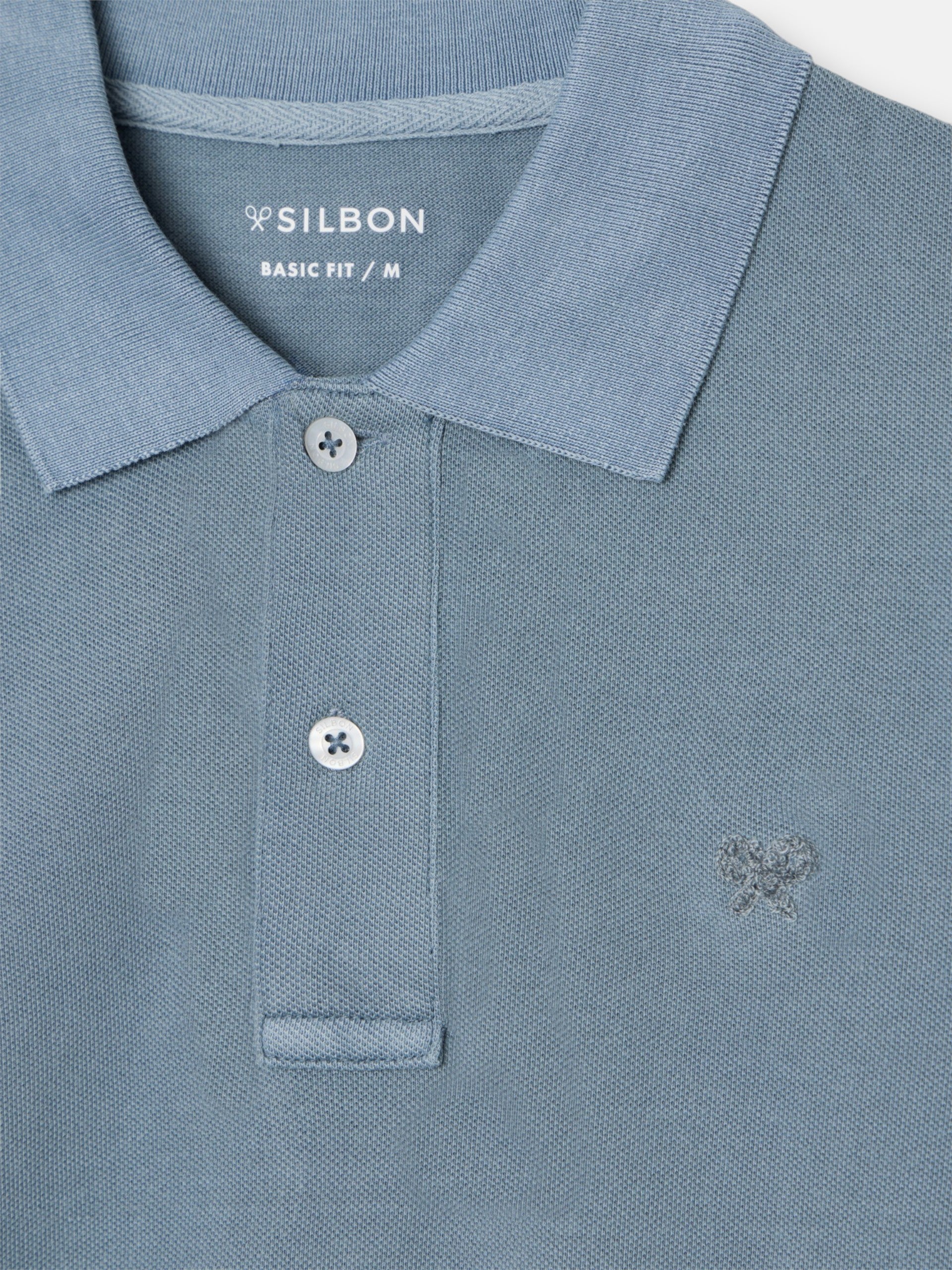 Polo clasico garment dye azul medio