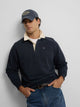 Sudadera cuello polo basica azul marino