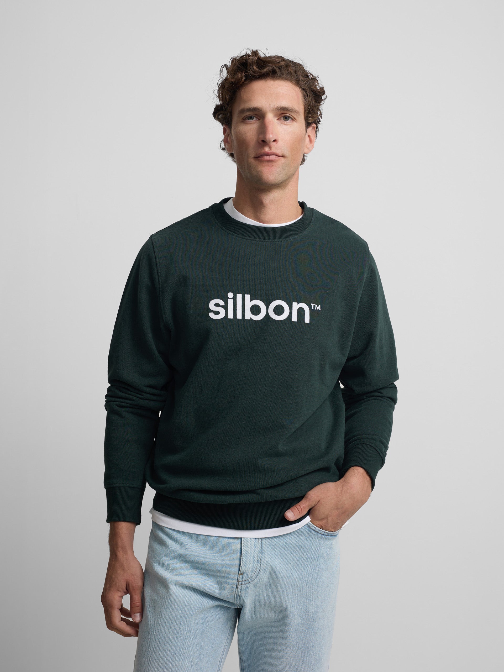 Sudadera Silbon flock verde oscuro