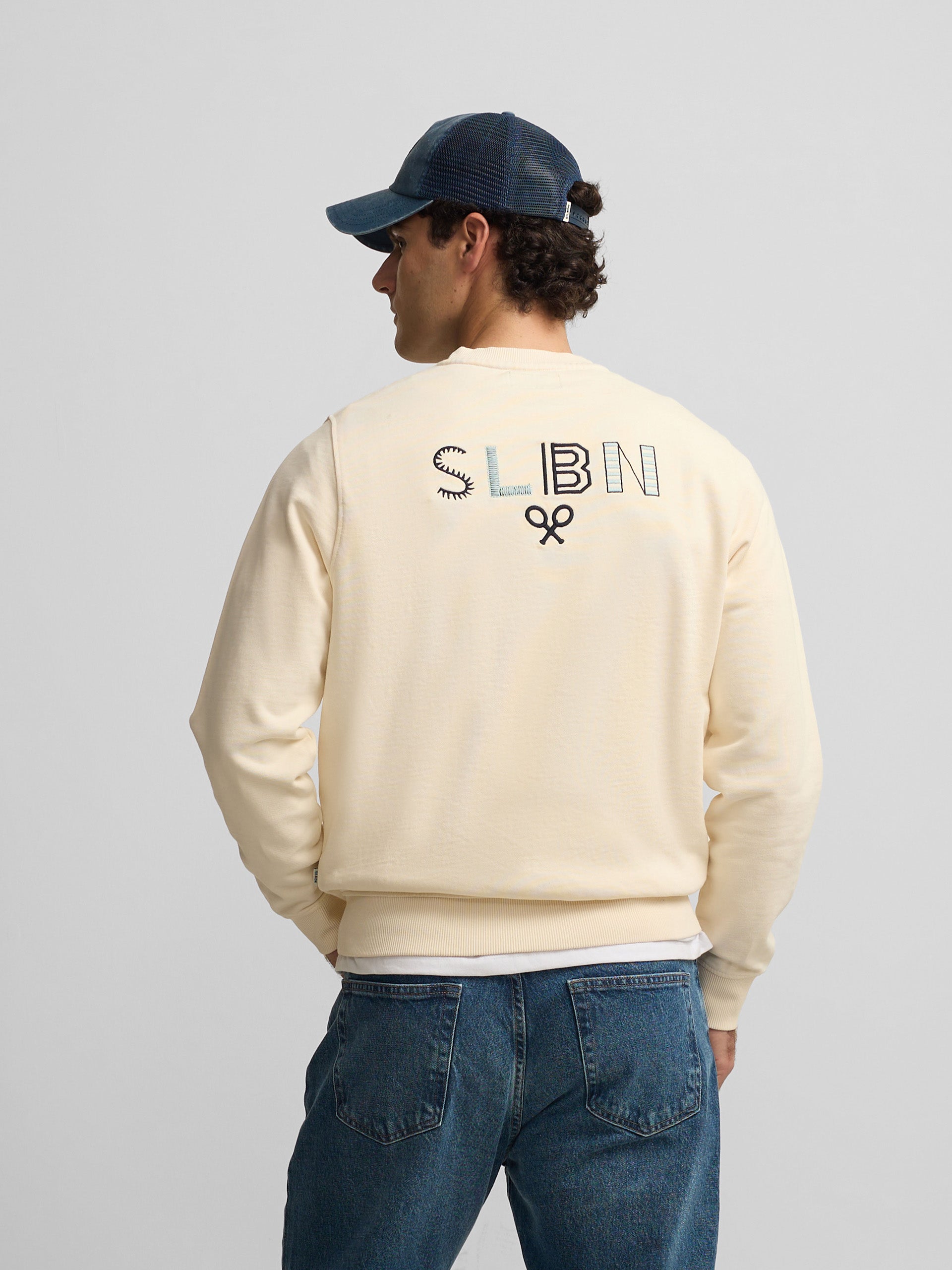 Cream SLBN embroidered sweatshirt