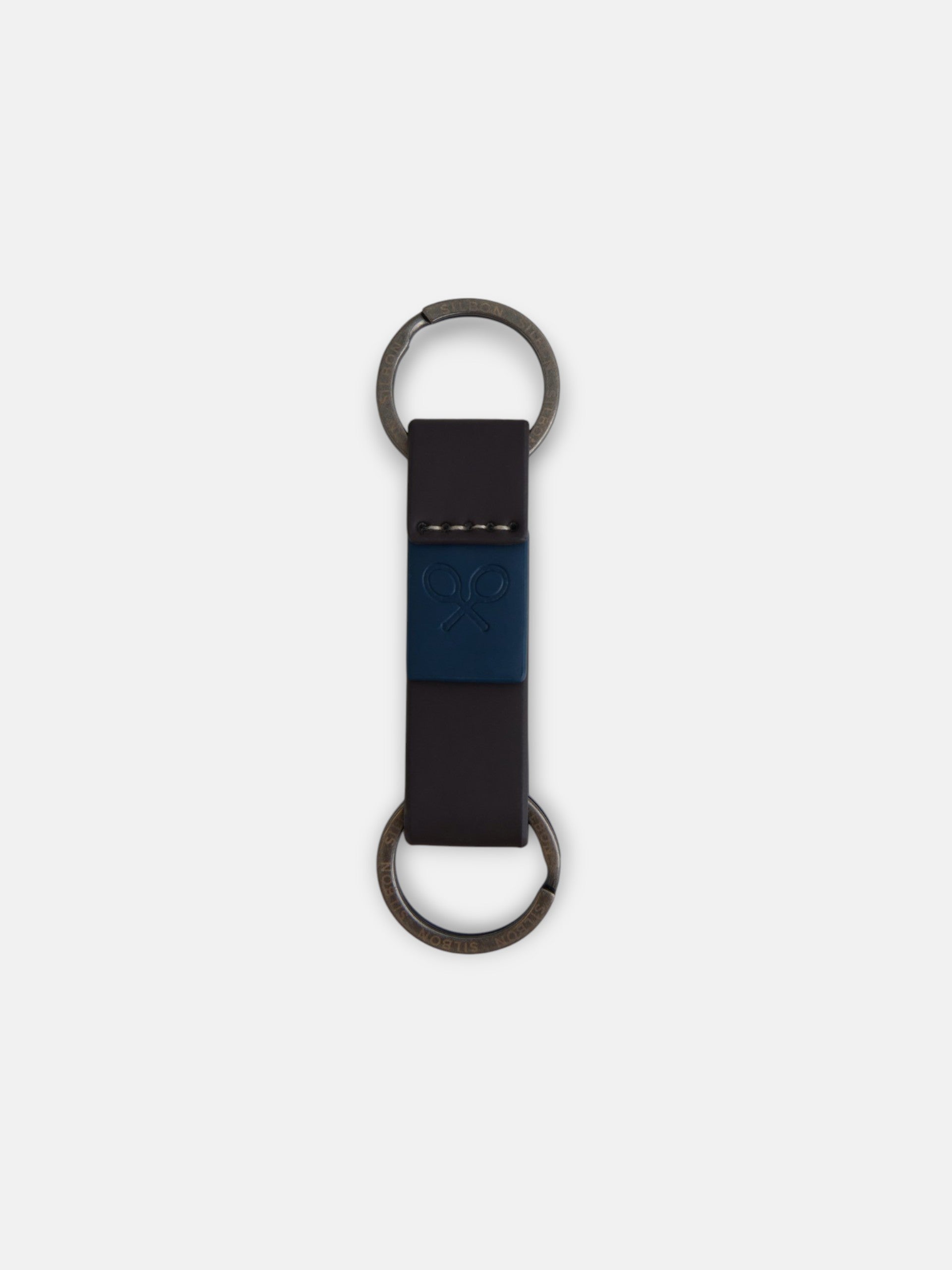 Brown double ring keychain