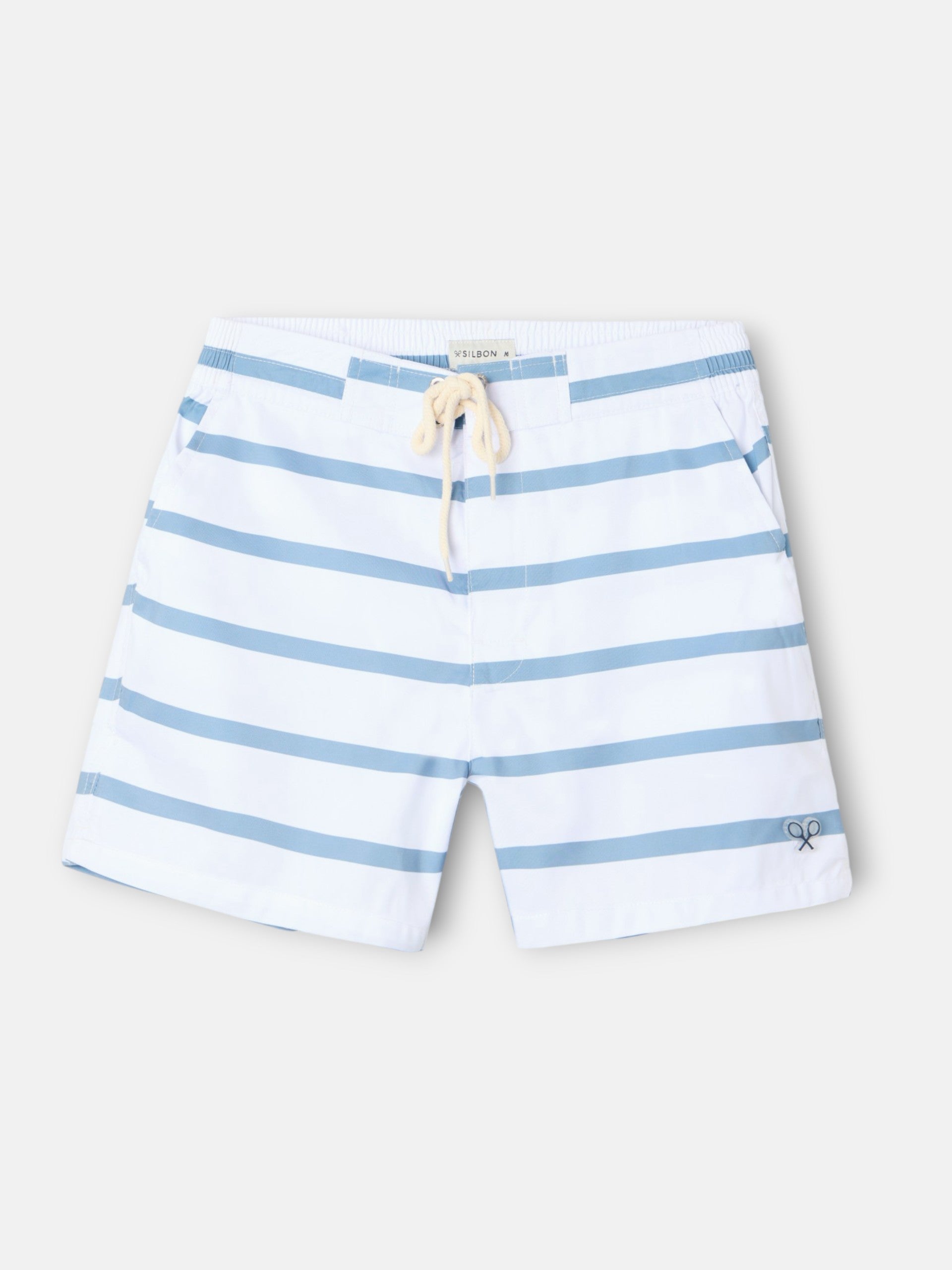 Fato de banho surfista riscas horizontais branco