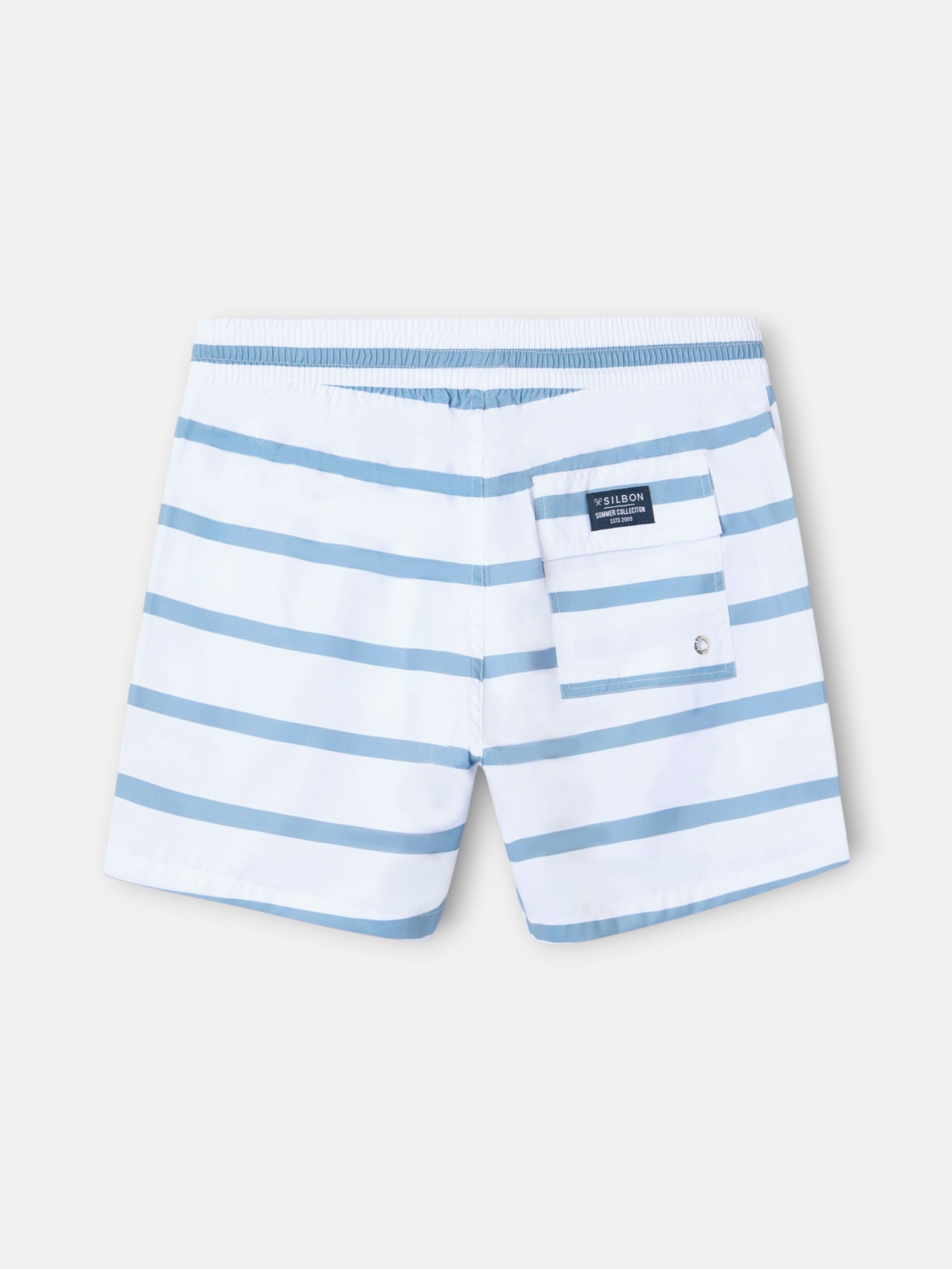 Fato de banho surfista riscas horizontais branco