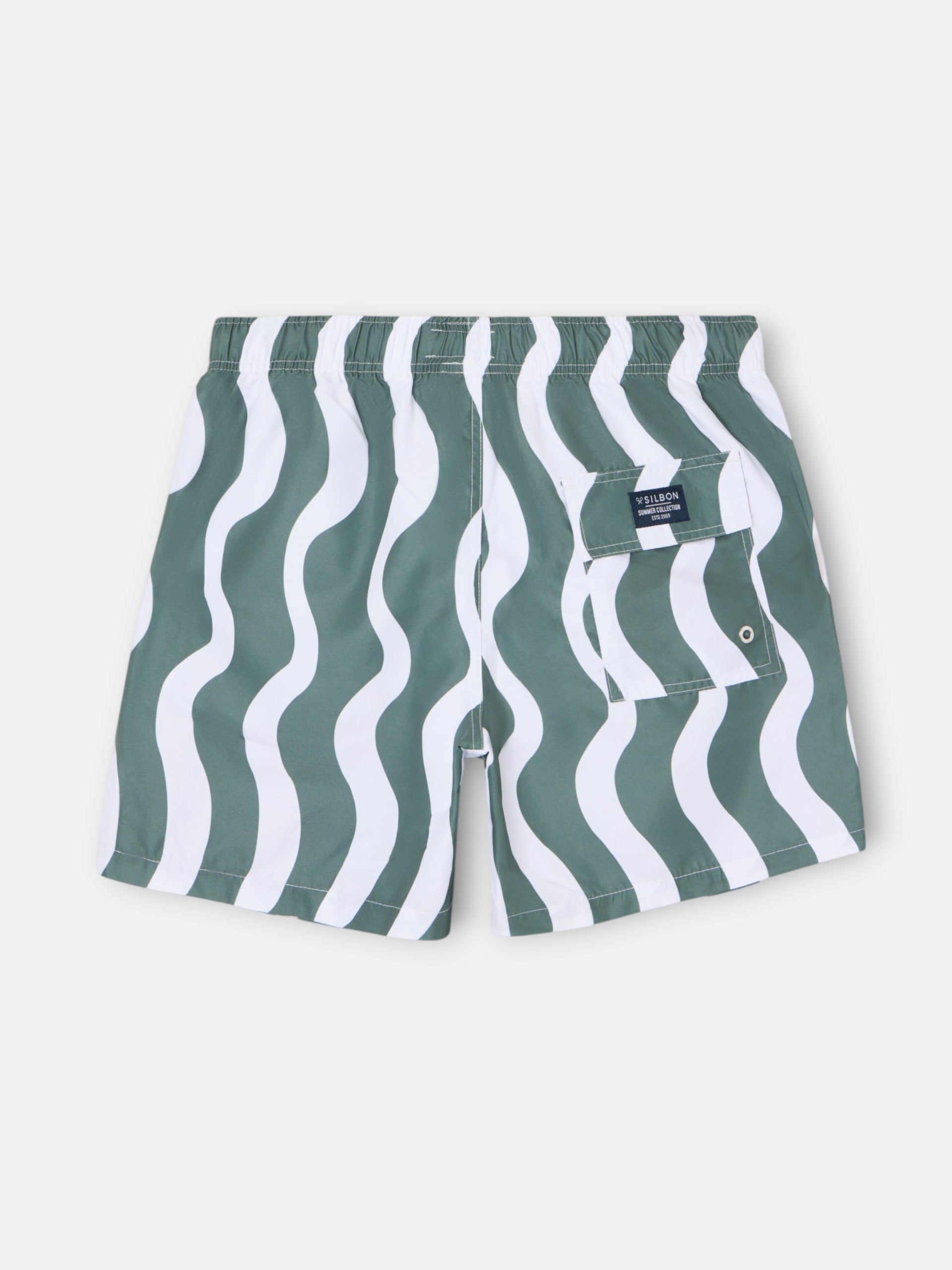 Maillot de bain bicolore vert à vagues