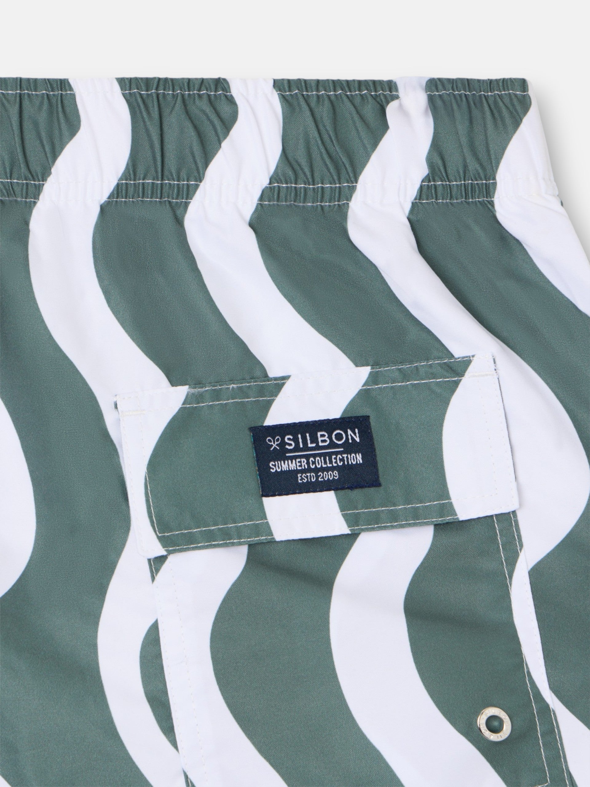 Maillot de bain bicolore vert à vagues