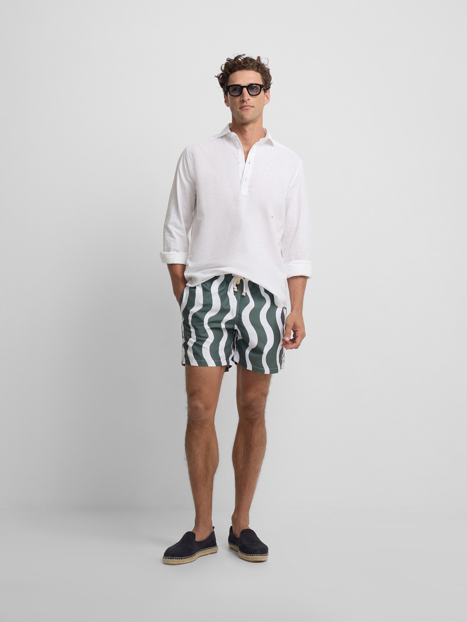 Maillot de bain bicolore vert à vagues