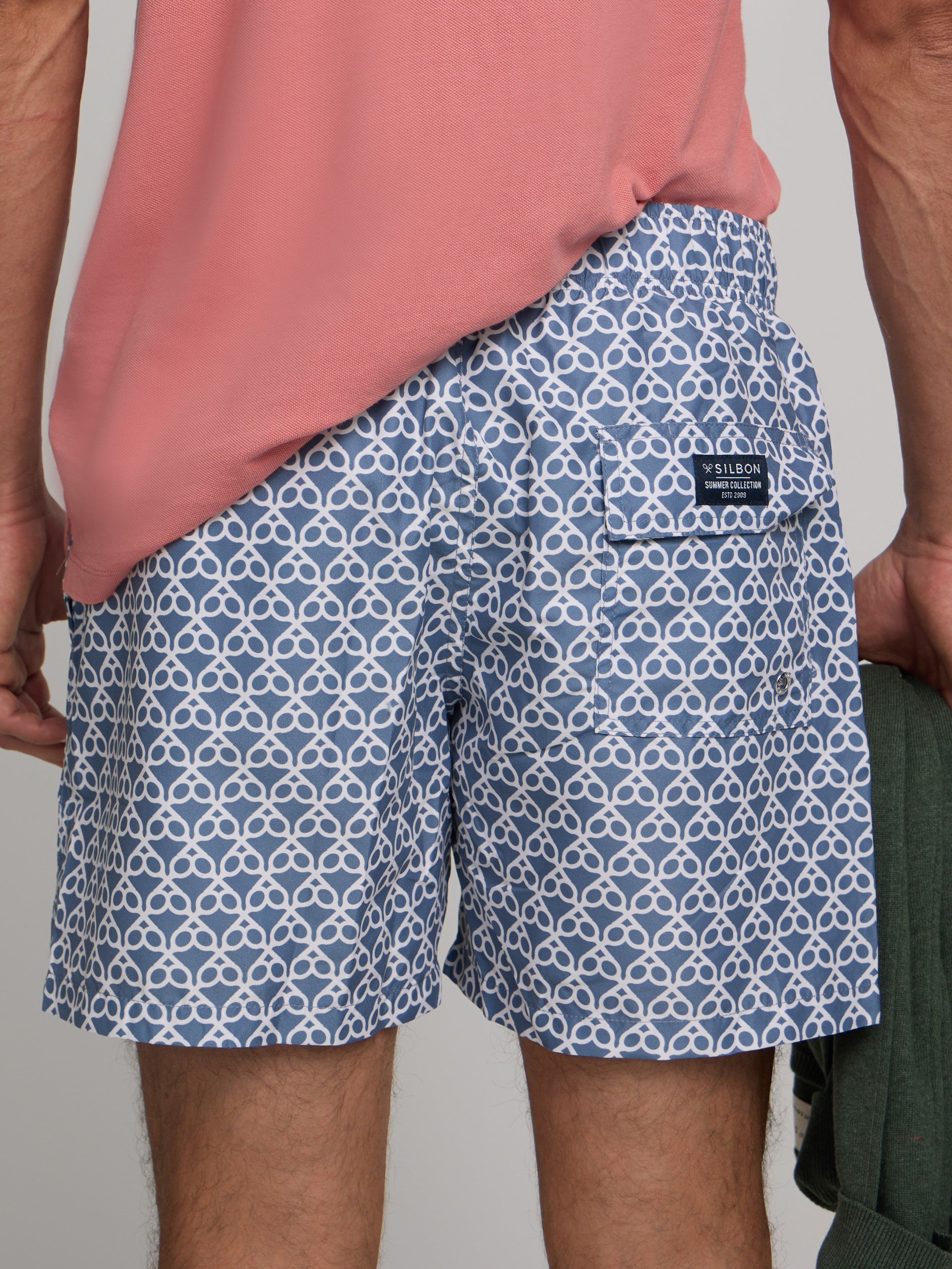 Maillot de bain raquettes géométriques bleu indigo