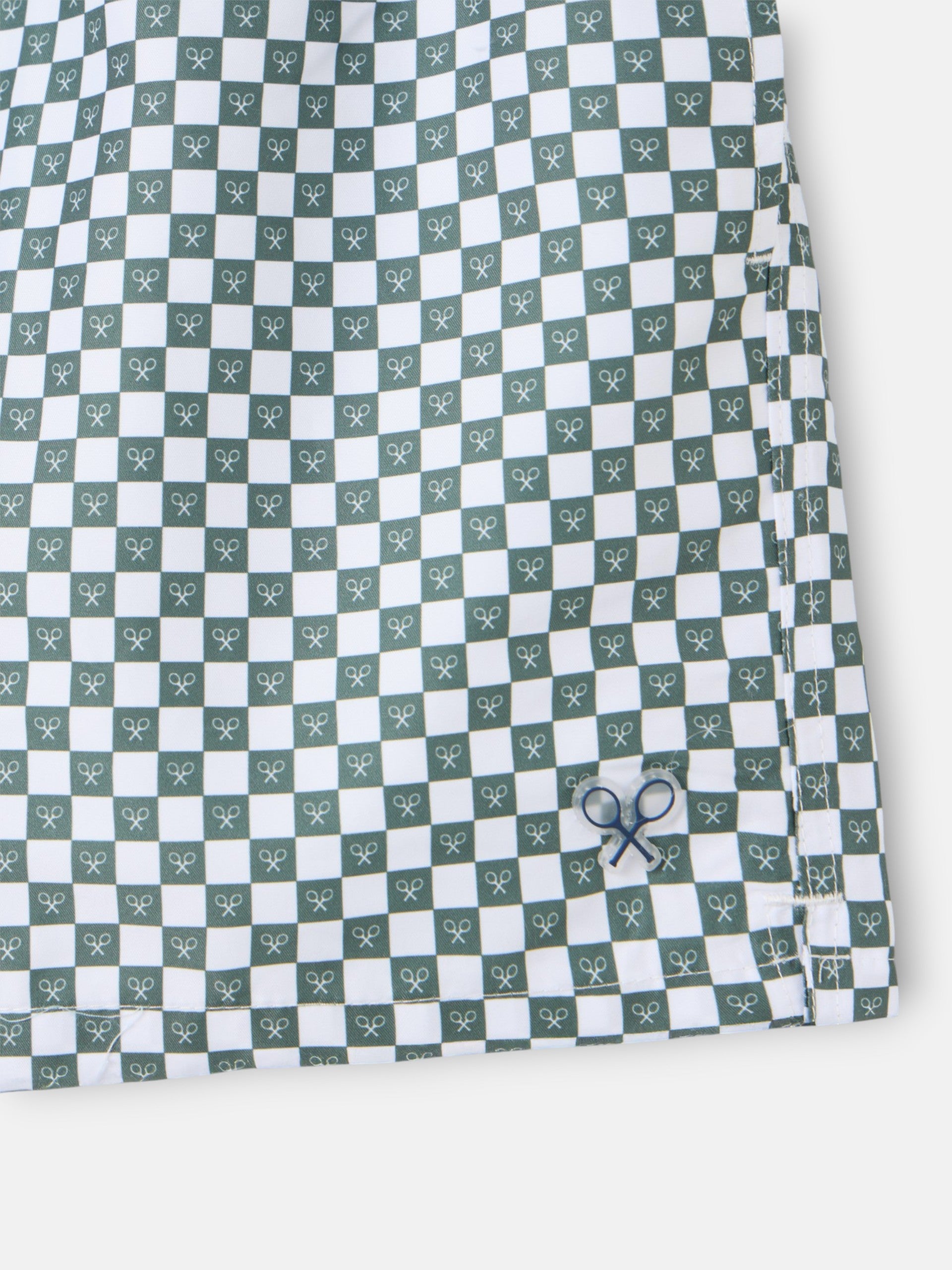 Green mini-check swim shorts