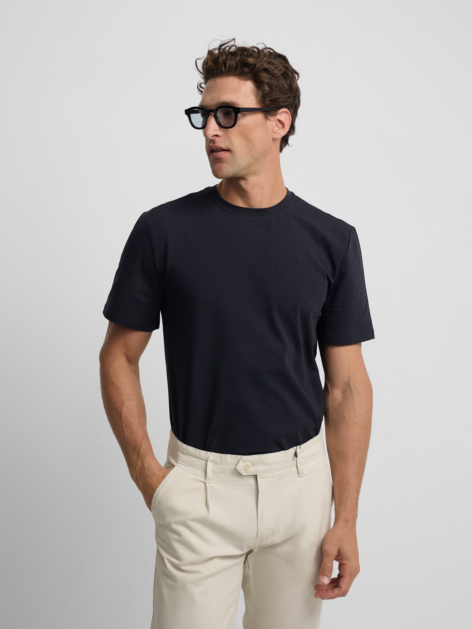 Camiseta slim fit business azul marino