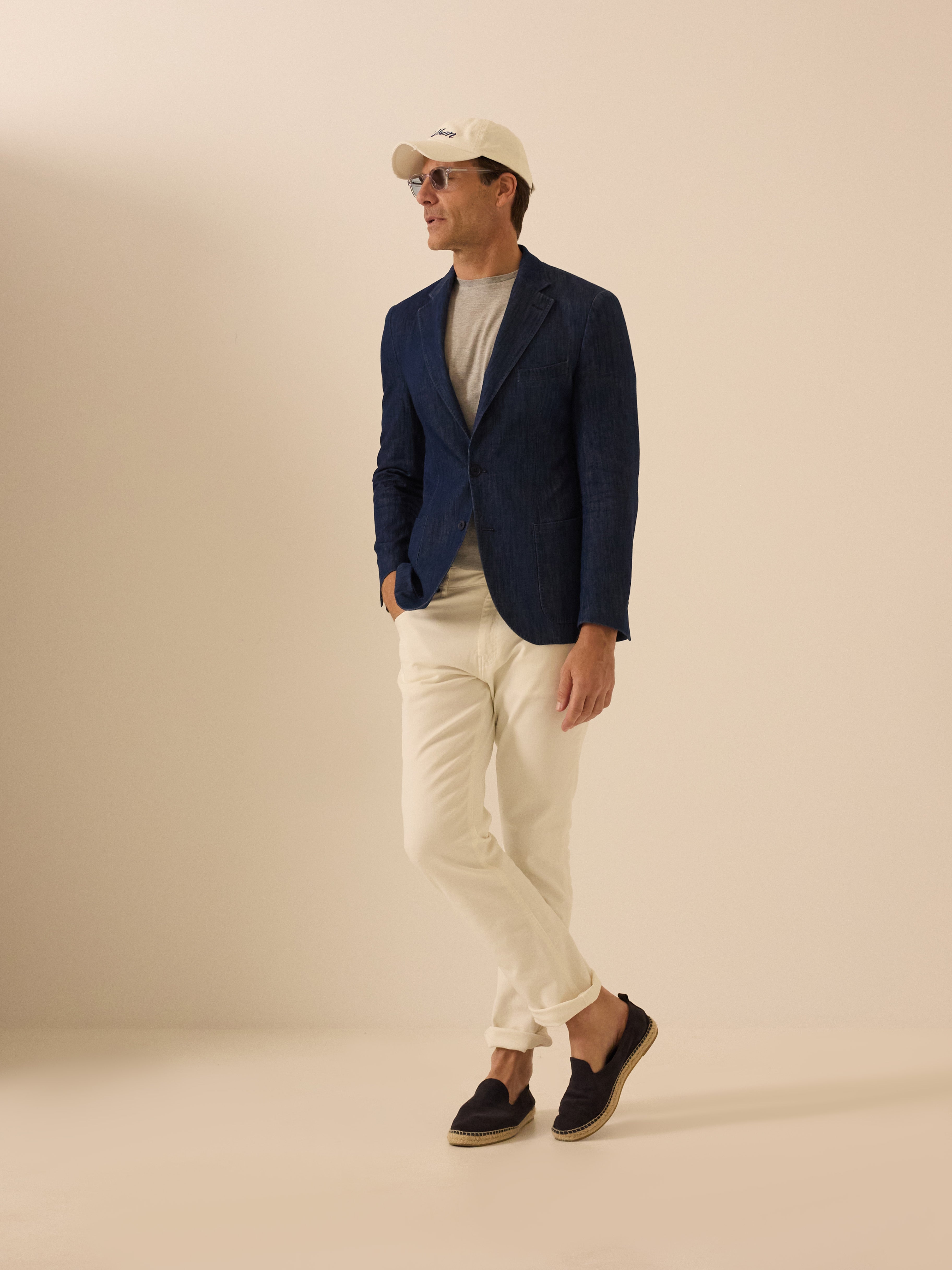 Medium wash blue denim blazer