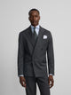 Grey pinstripe double-breasted suit jacket
