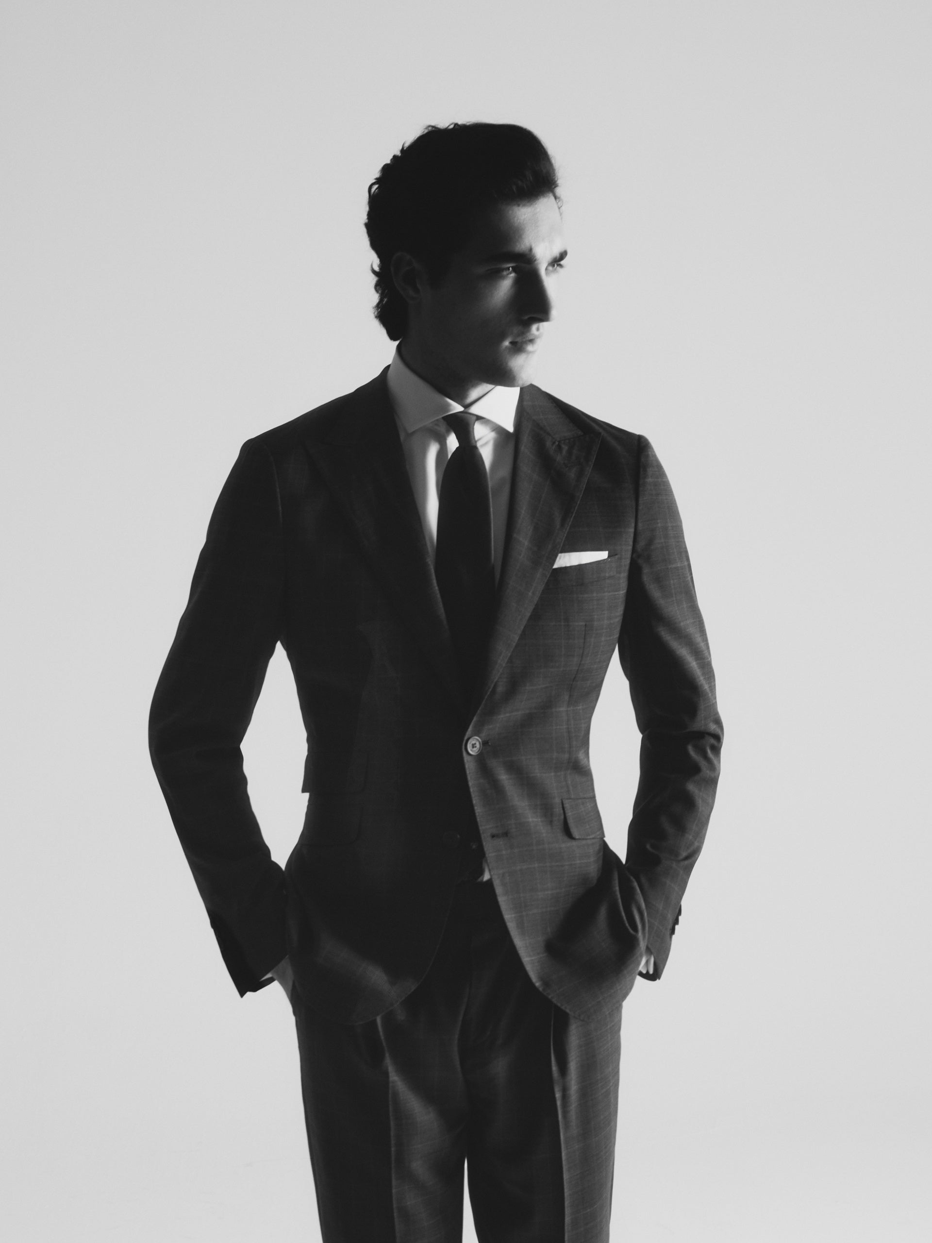 Americana traje principe de gales gris
