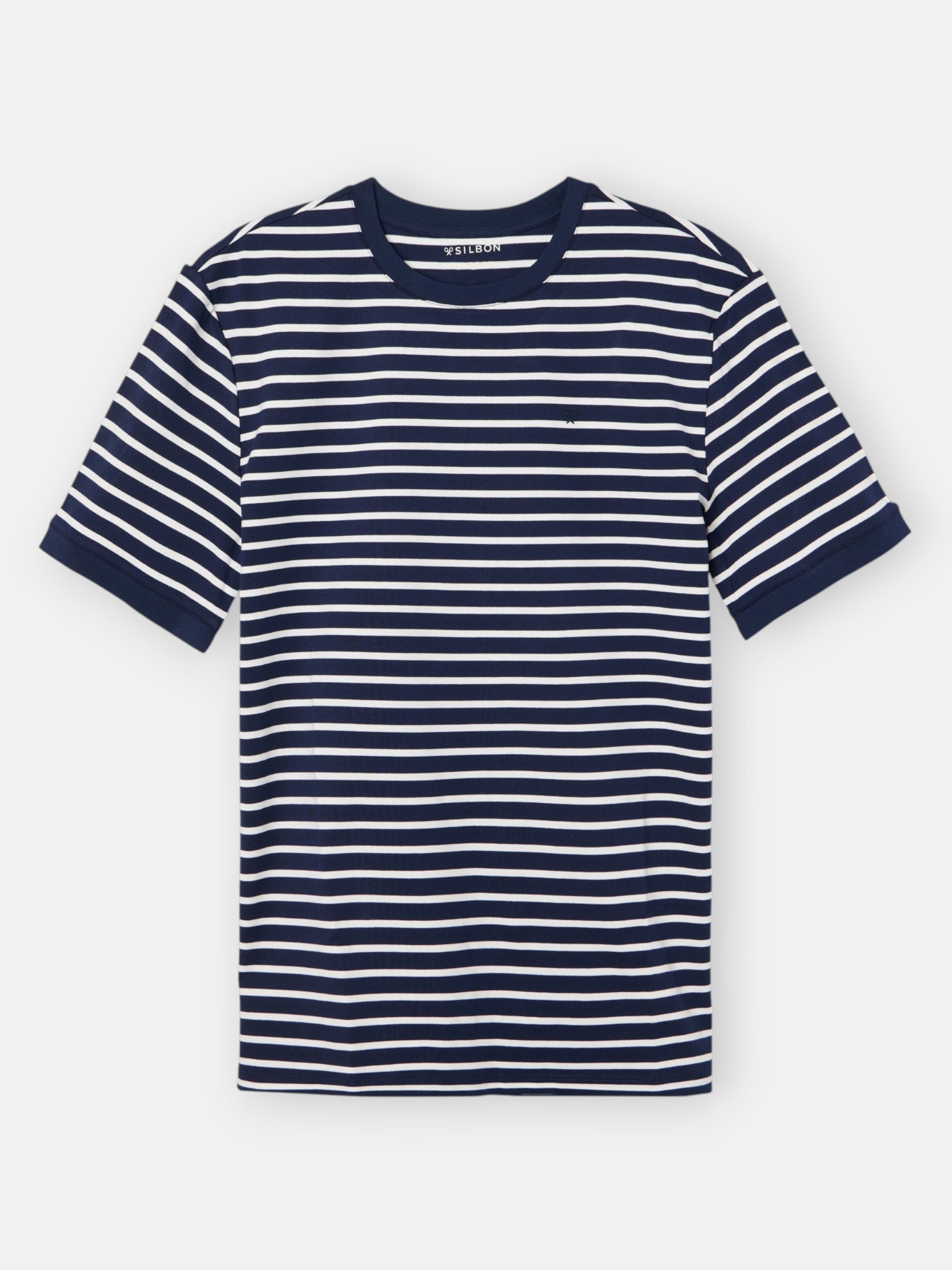 T-shirt marinier à rayures bleu moyen