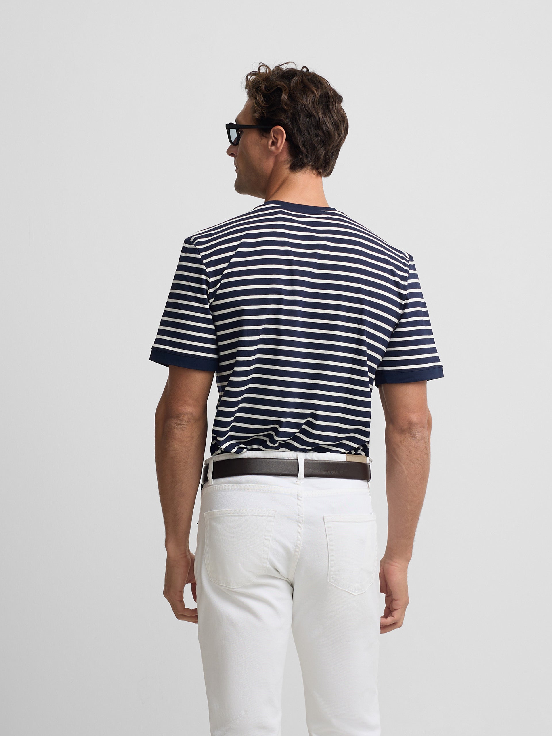 T-shirt marinier à rayures bleu moyen
