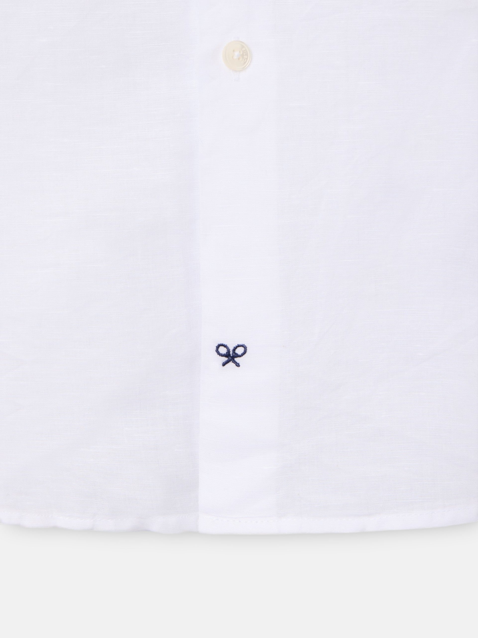 Camisa lino unique cuello chimenea blanca