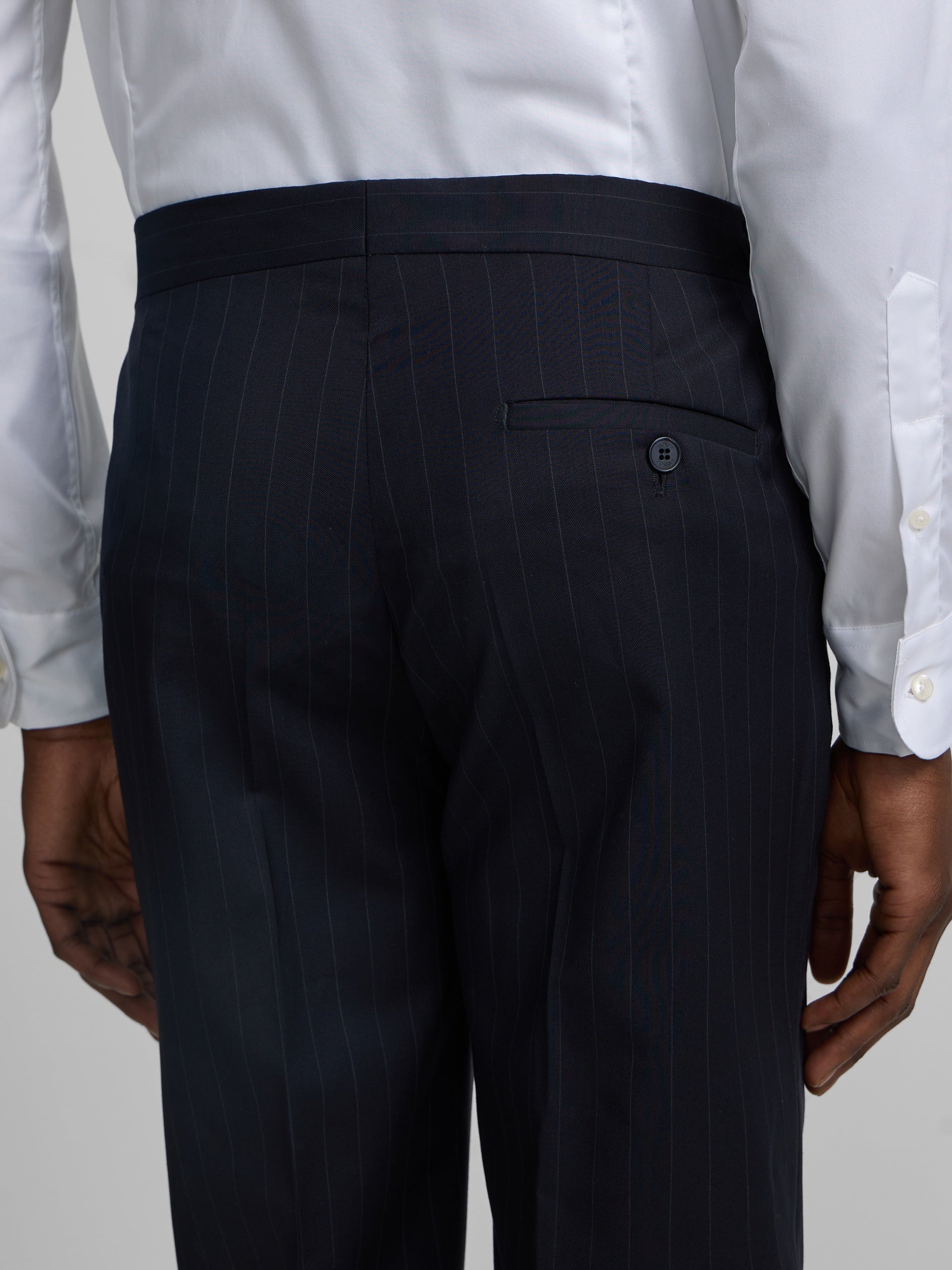 Pantalon de costume à rayures diplomatiques bleu marine