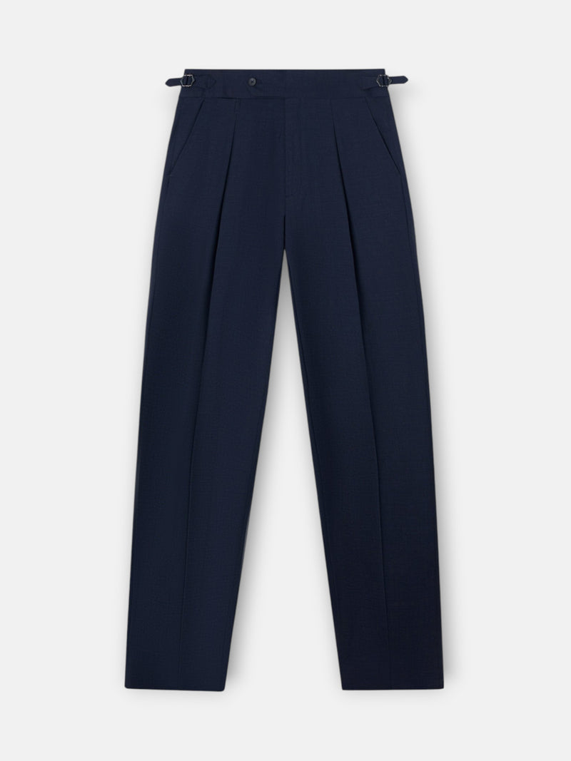 Medium blue pleated dress trousers
