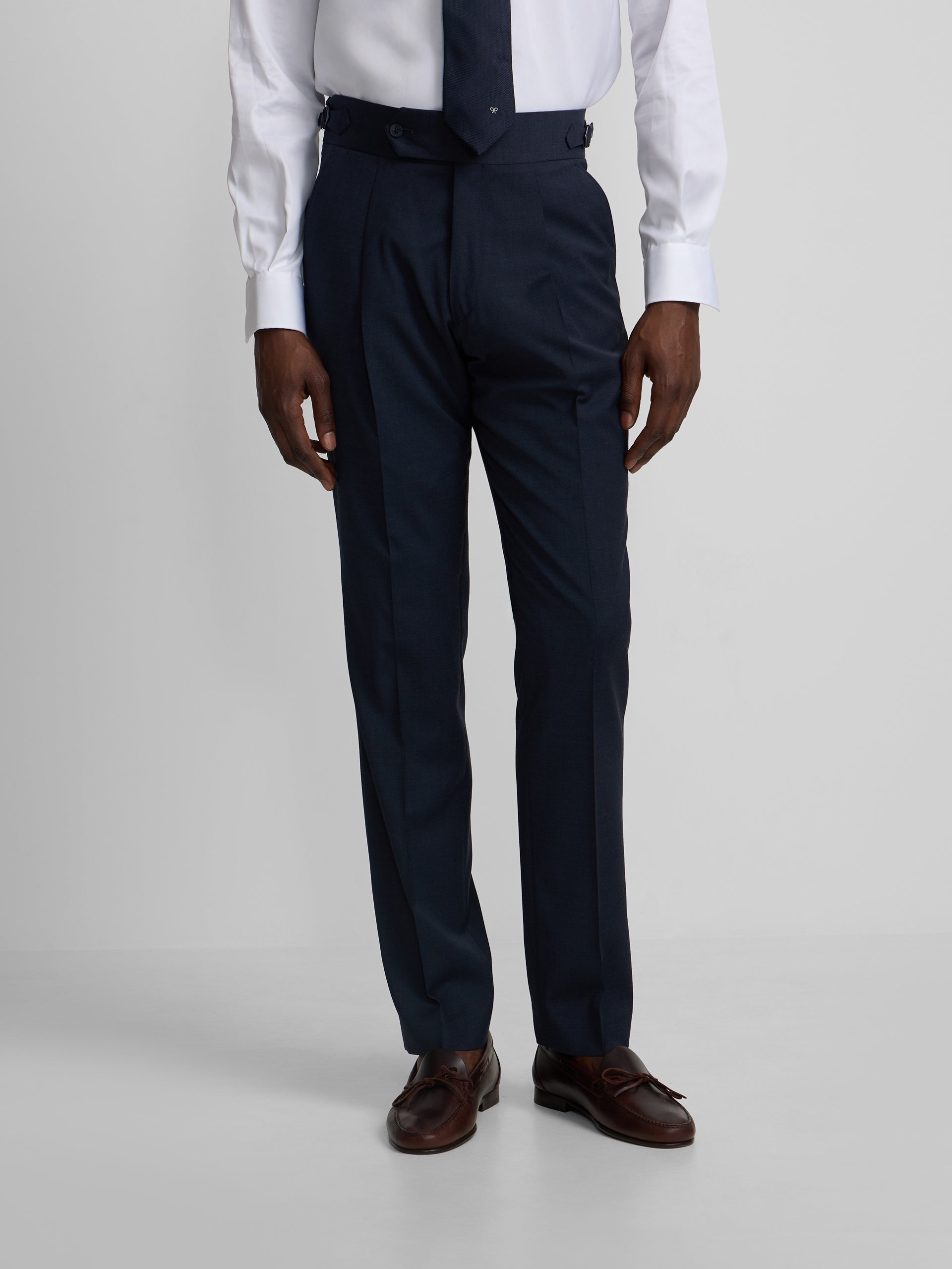 Pantalón vestir pinzas azul medio
