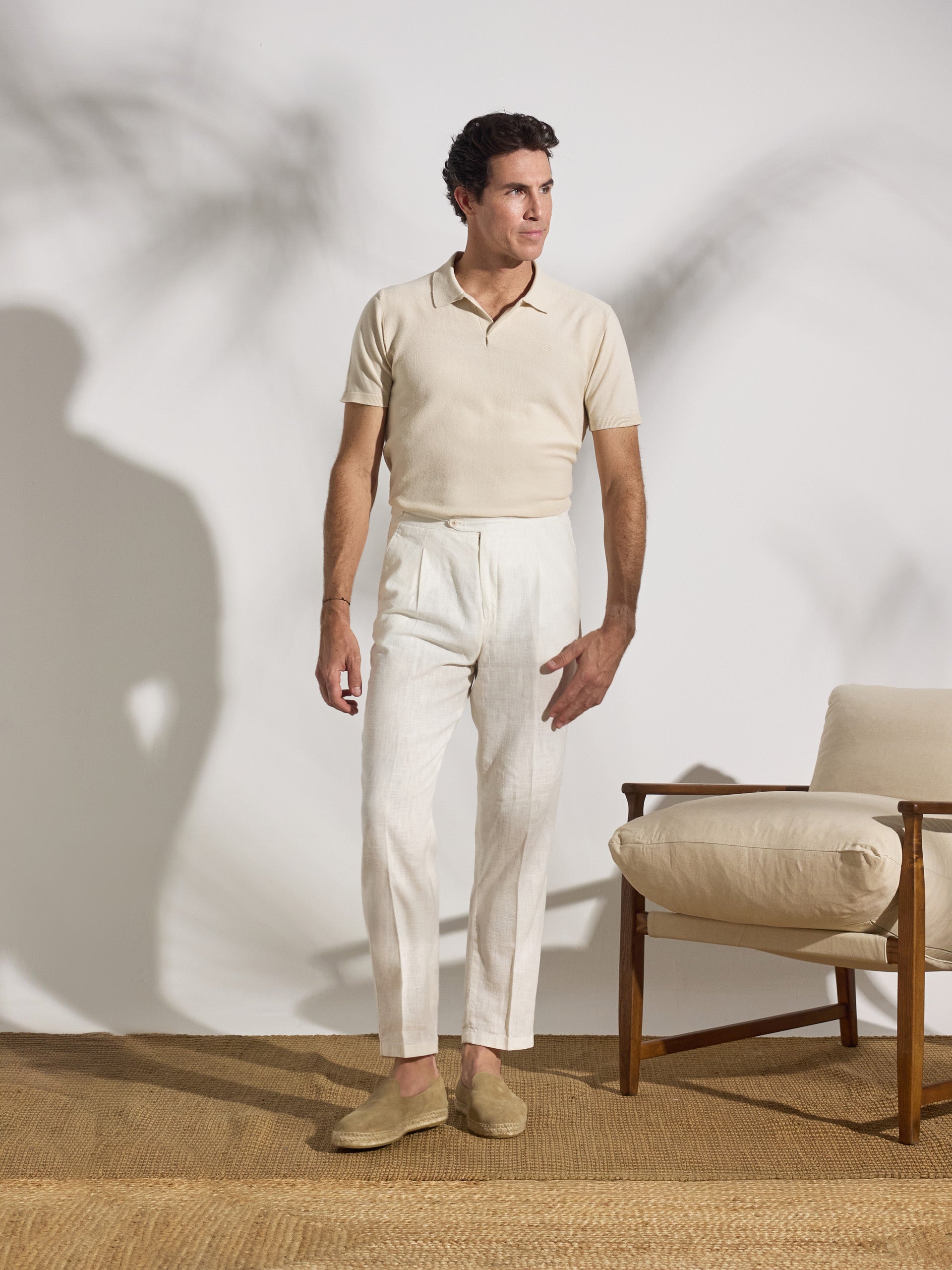 Pantalon unique pinzas beige