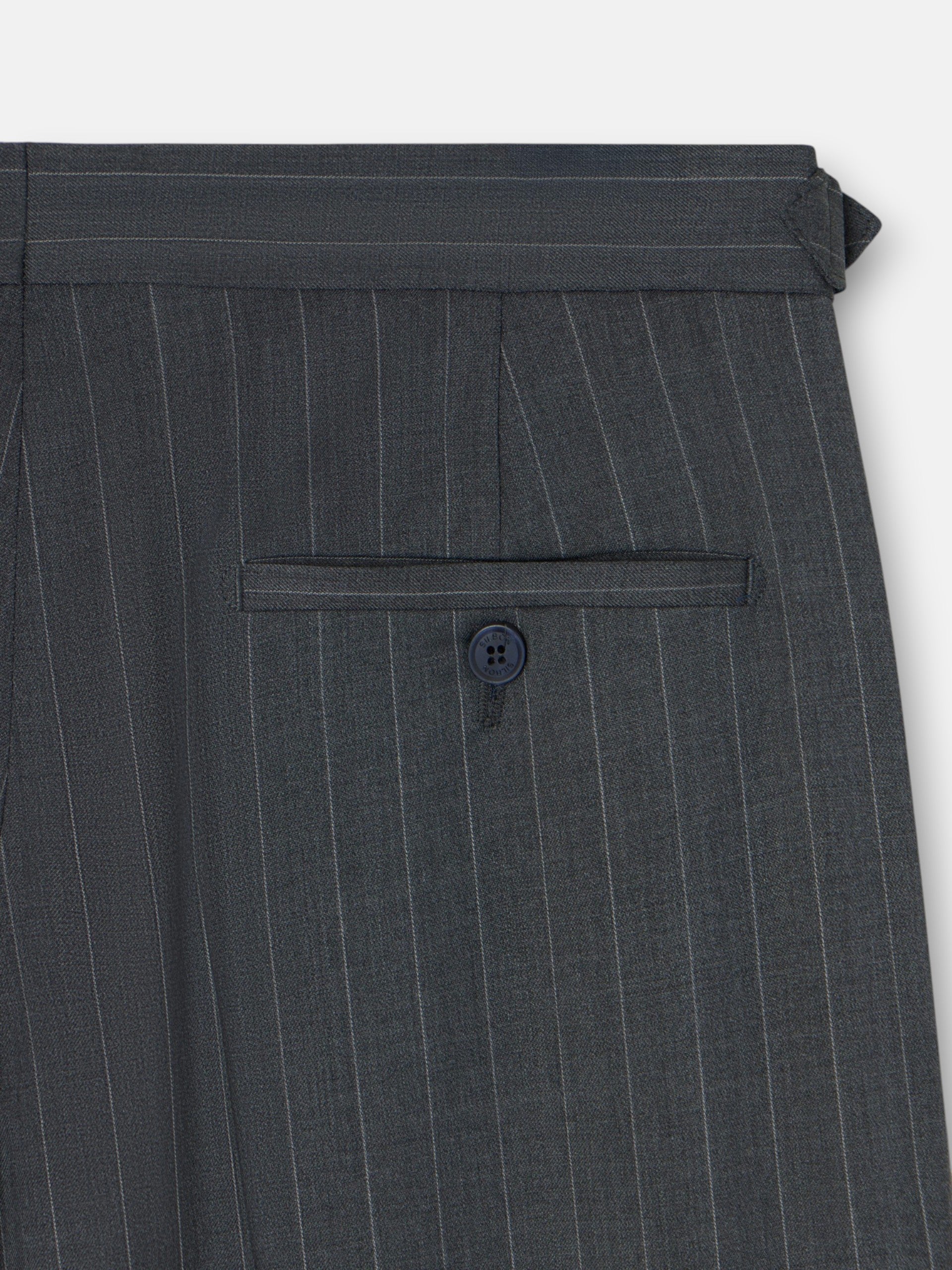 Pantalon traje cruzado raya diplomatica gris