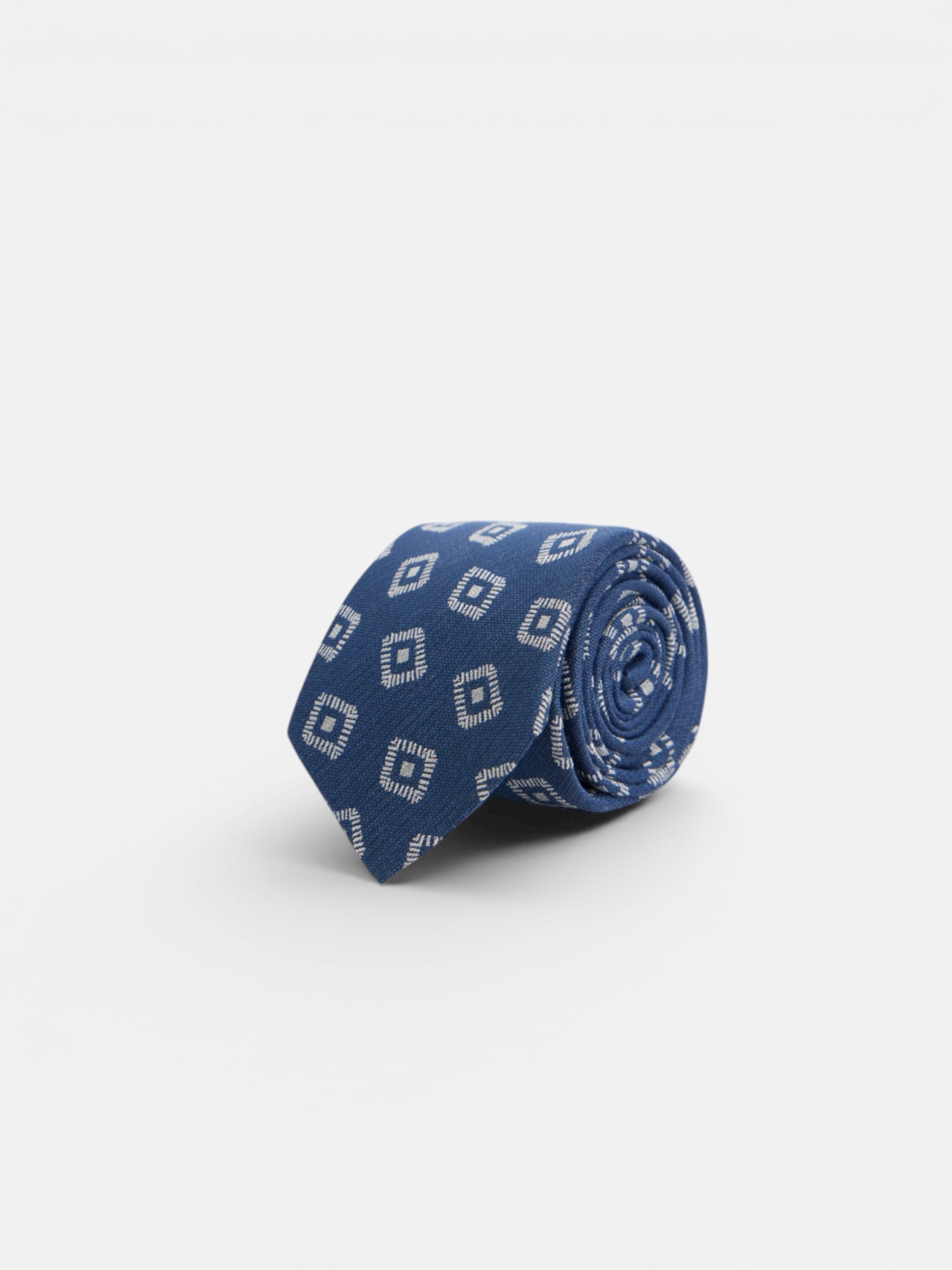 Corbata motivo jacquard azul marino
