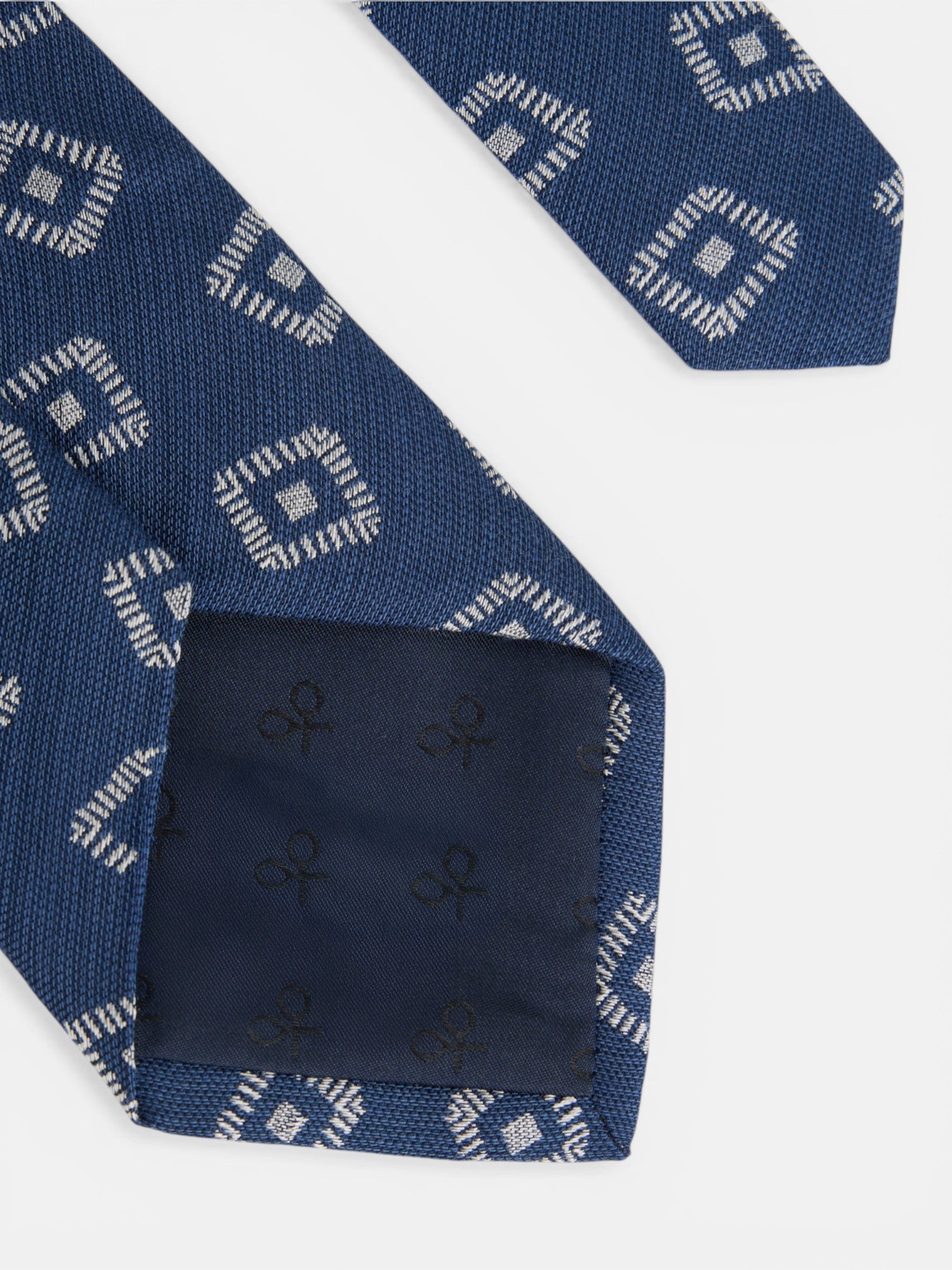 Corbata motivo jacquard azul marino